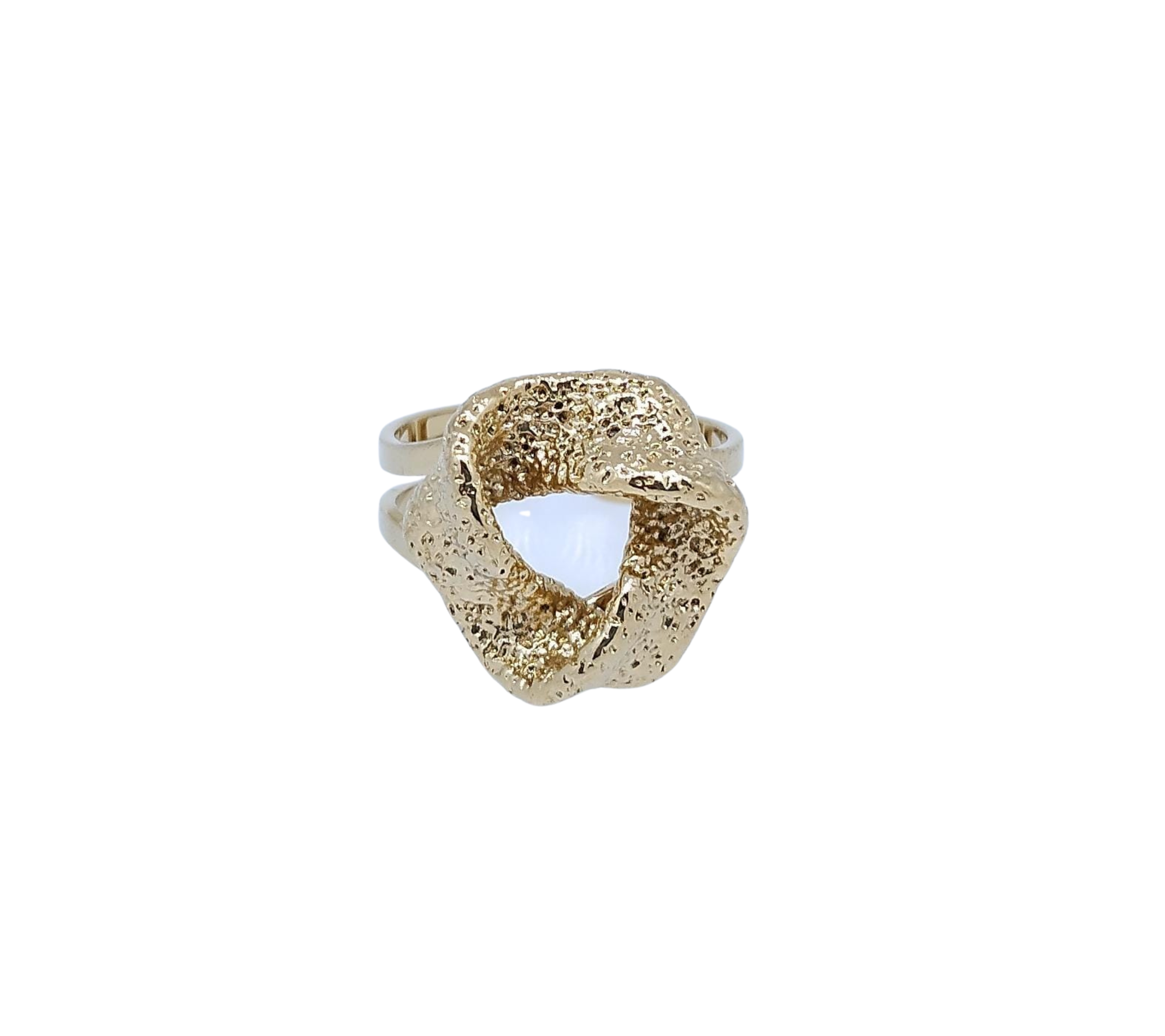 Anillo Dorado Geométrico con Textura Moderna – Acero Inoxidable