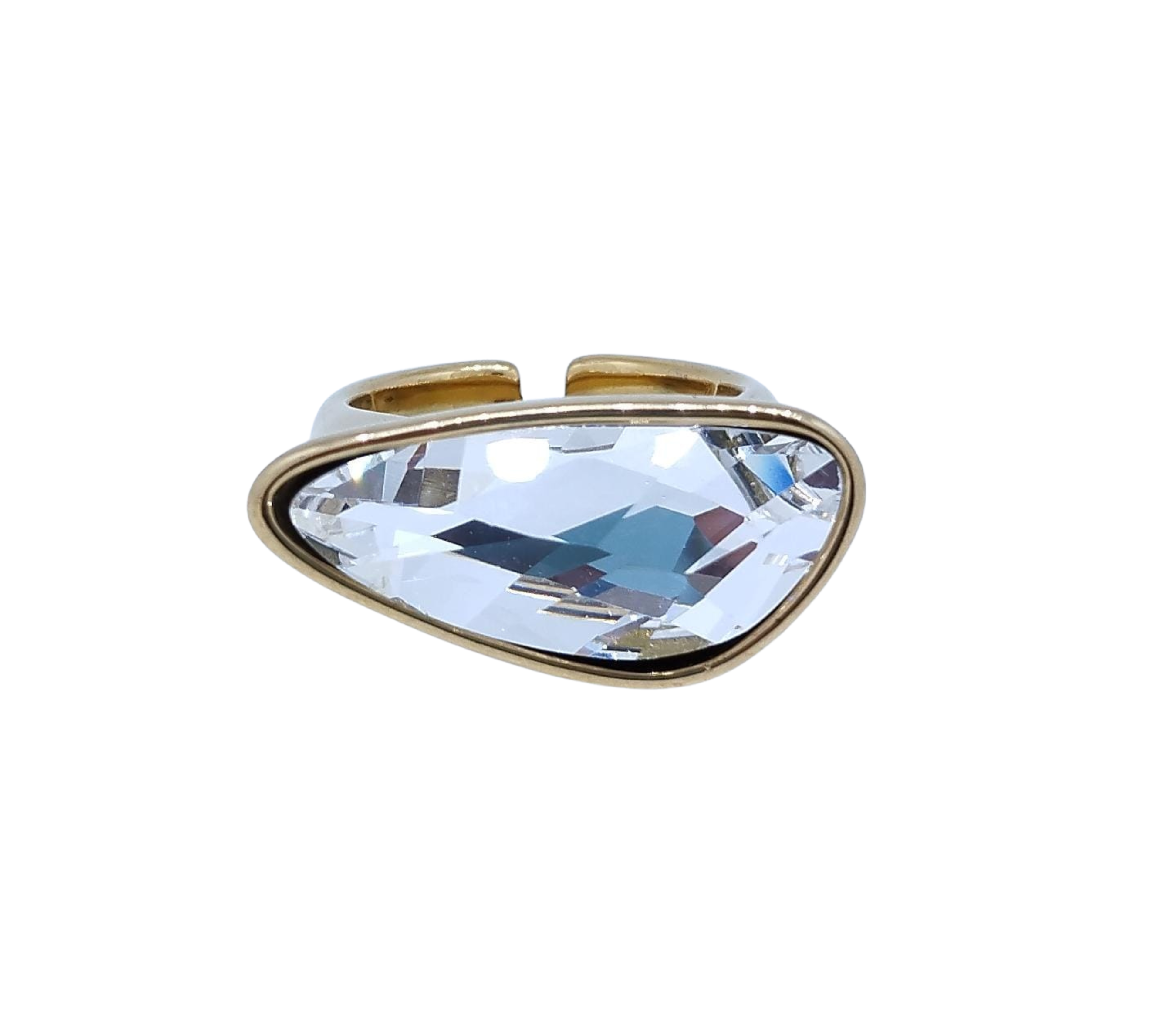 Anillo Dorado Con Brillo Geométrico – Acero Inoxidable