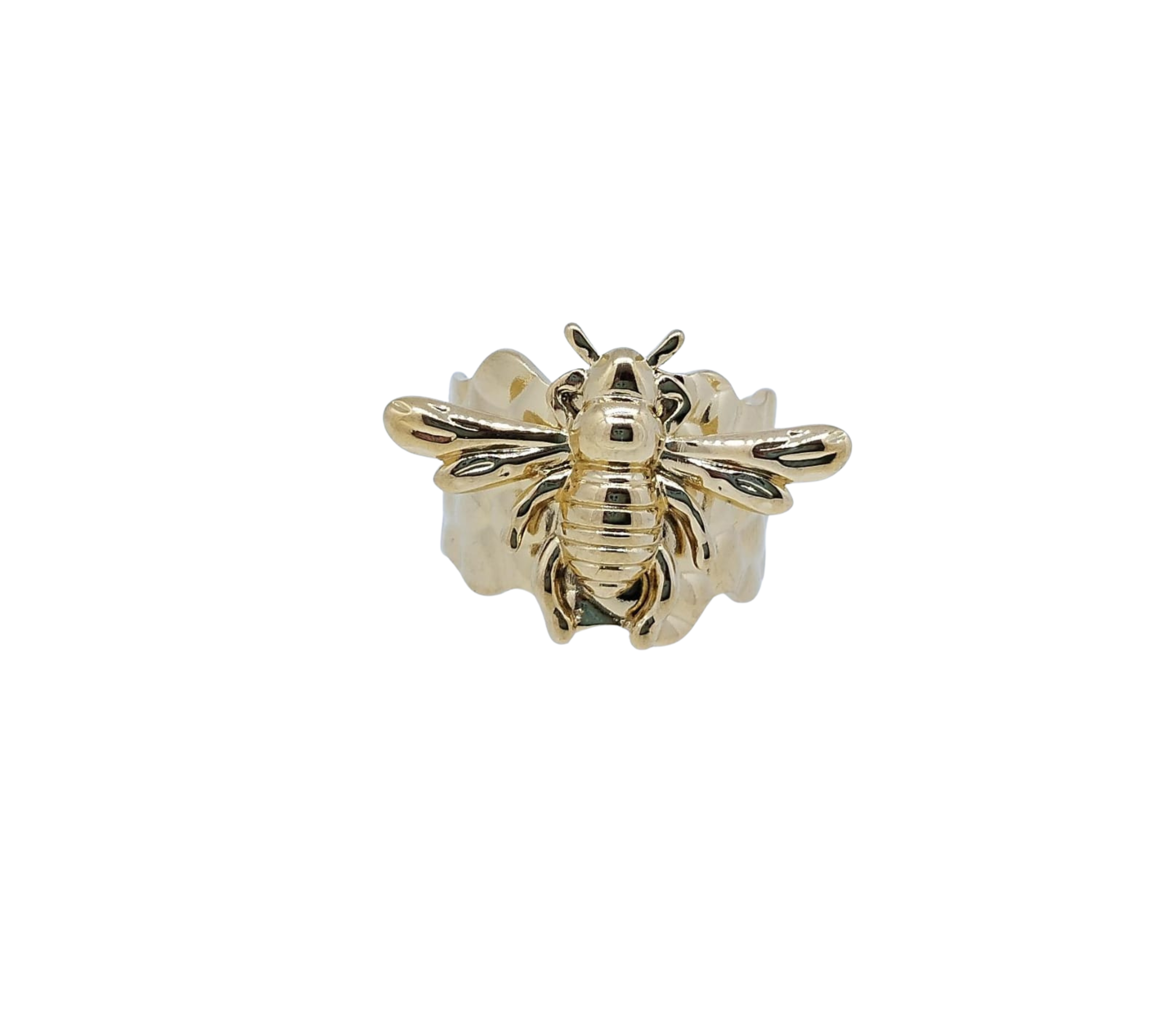 Anillo Dorado de Abeja Delicada – Acero Inoxidable