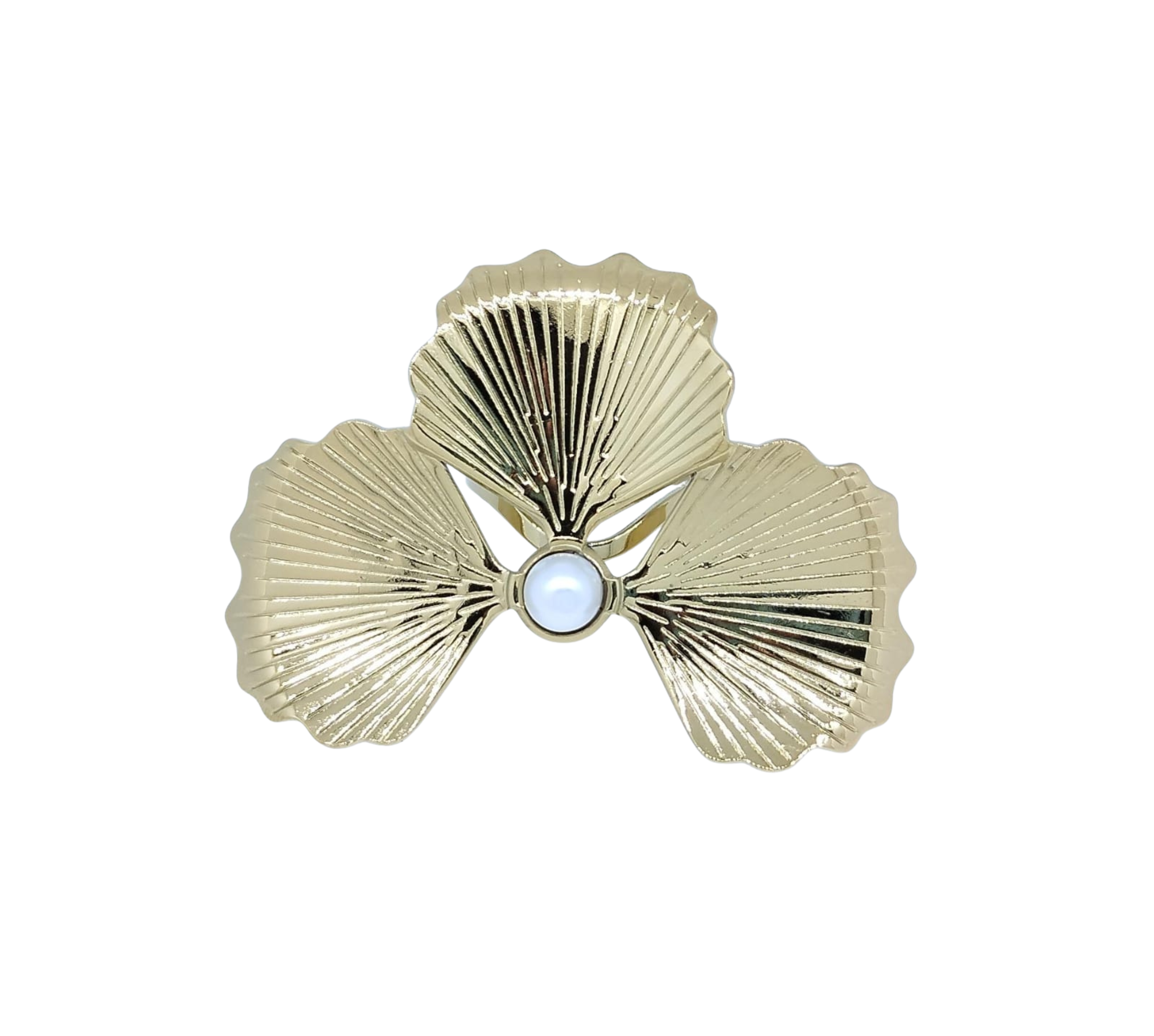 Anillo Dorado Flor 3 Pétalos - Acero Inoxidable