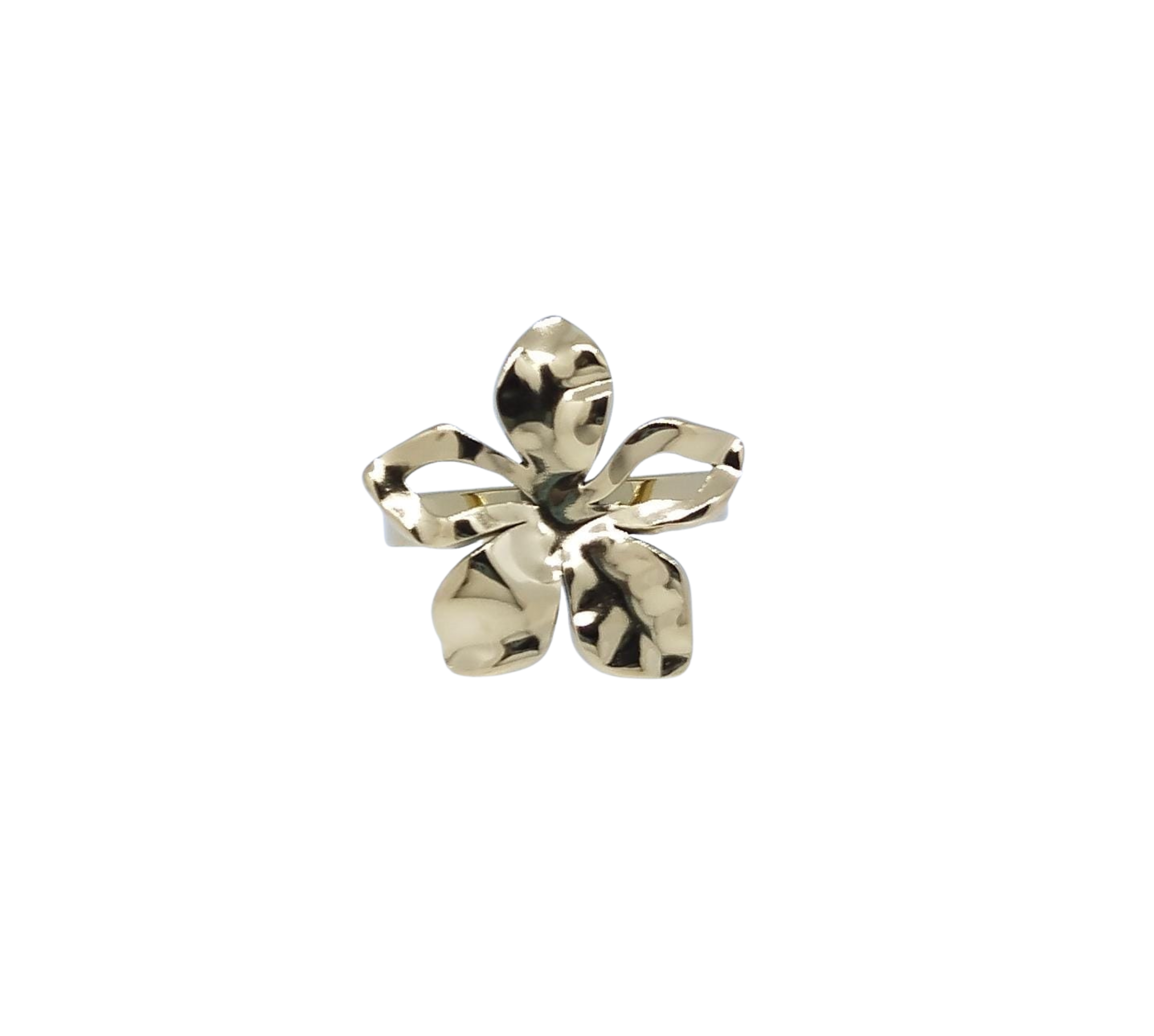 Anillo Dorado 5 Pétalos - Acero Inoxidable