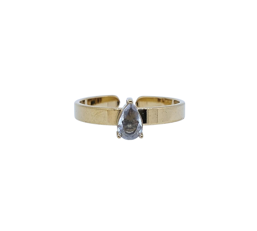 Anillo Dorado con Gota - Acero Inoxidable