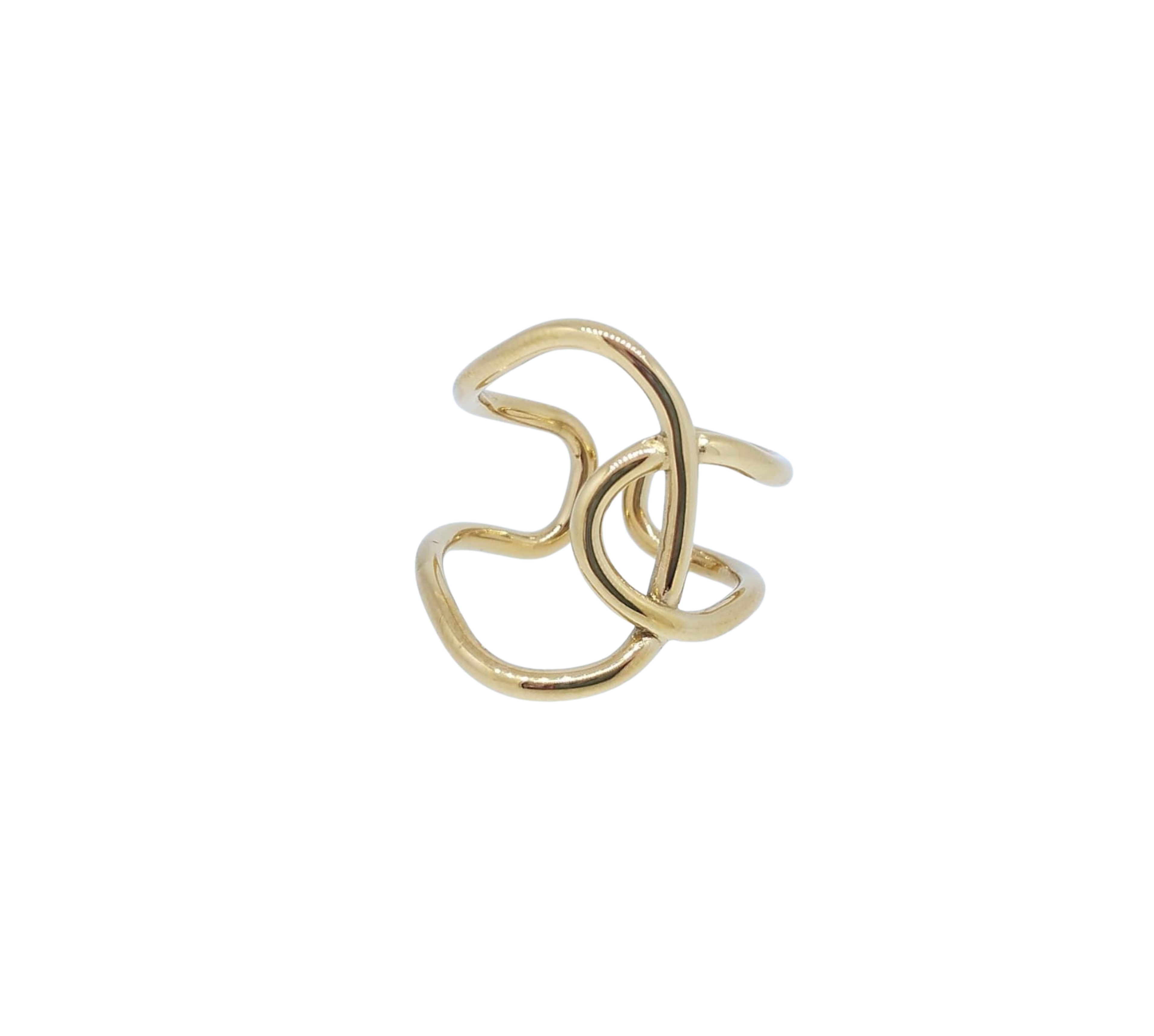 Anillo Dorado Figura Abstracta - Acero Inoxidable