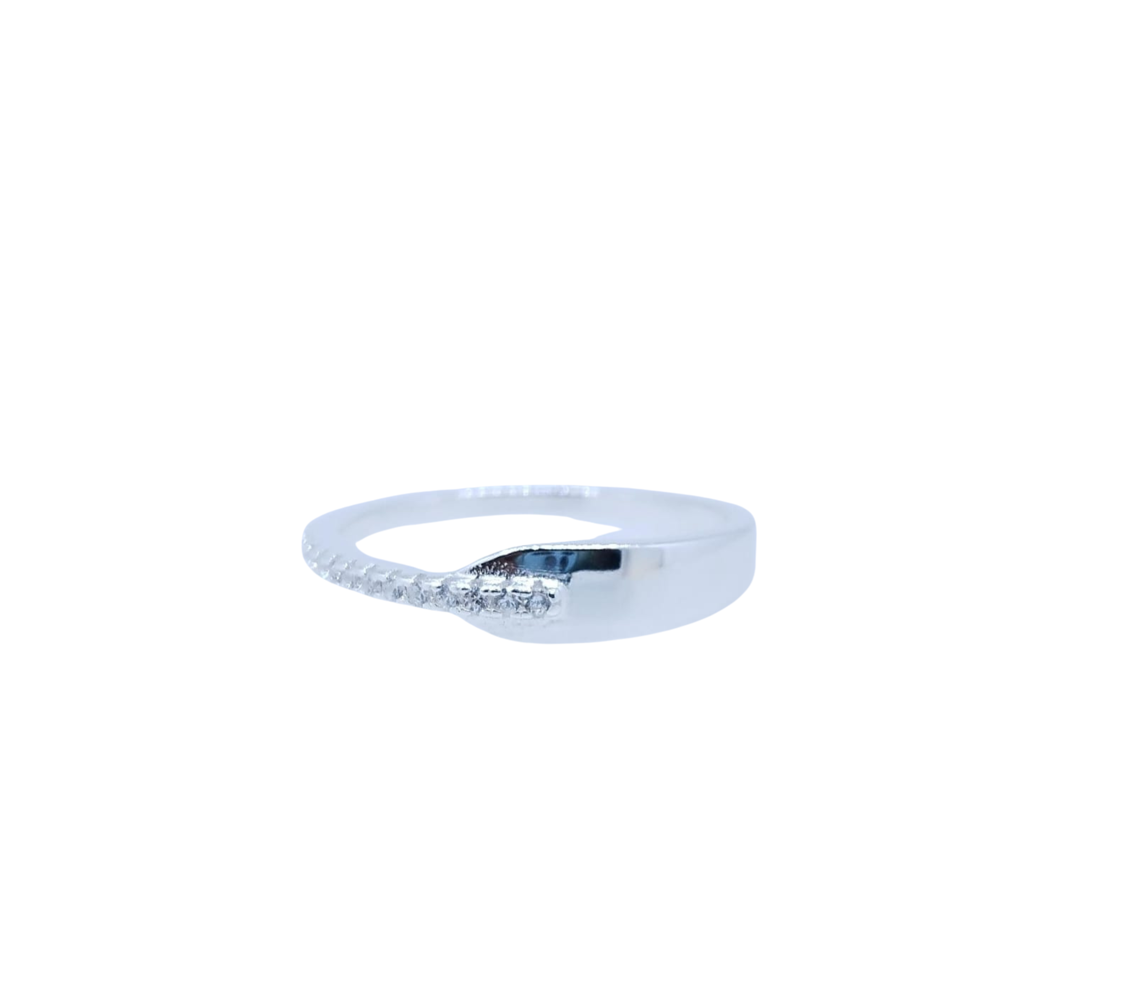 Anillo Plateado Mix Liso y Mini Brillos – Plata Italiana