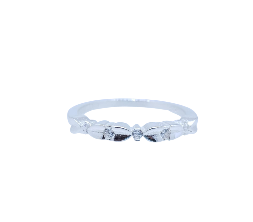 Anillo Plateado Corazón con Mini Brillo – Plata Italiana