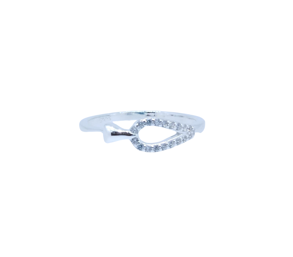 Anillo Plateado con Óvalo con Brillos – Plata Italiana