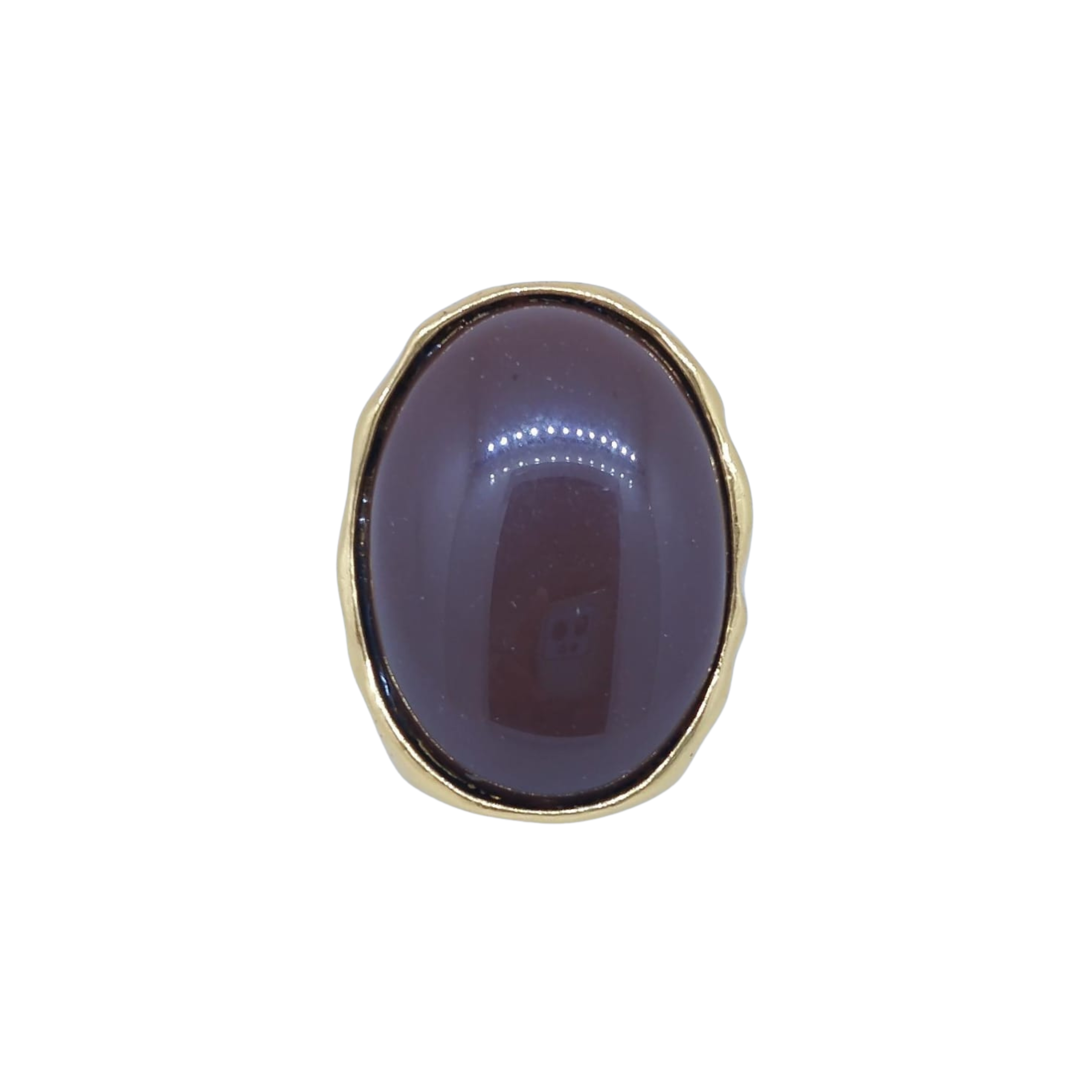 Anillo con Piedra Café y Marco Dorado – Oro Laminado