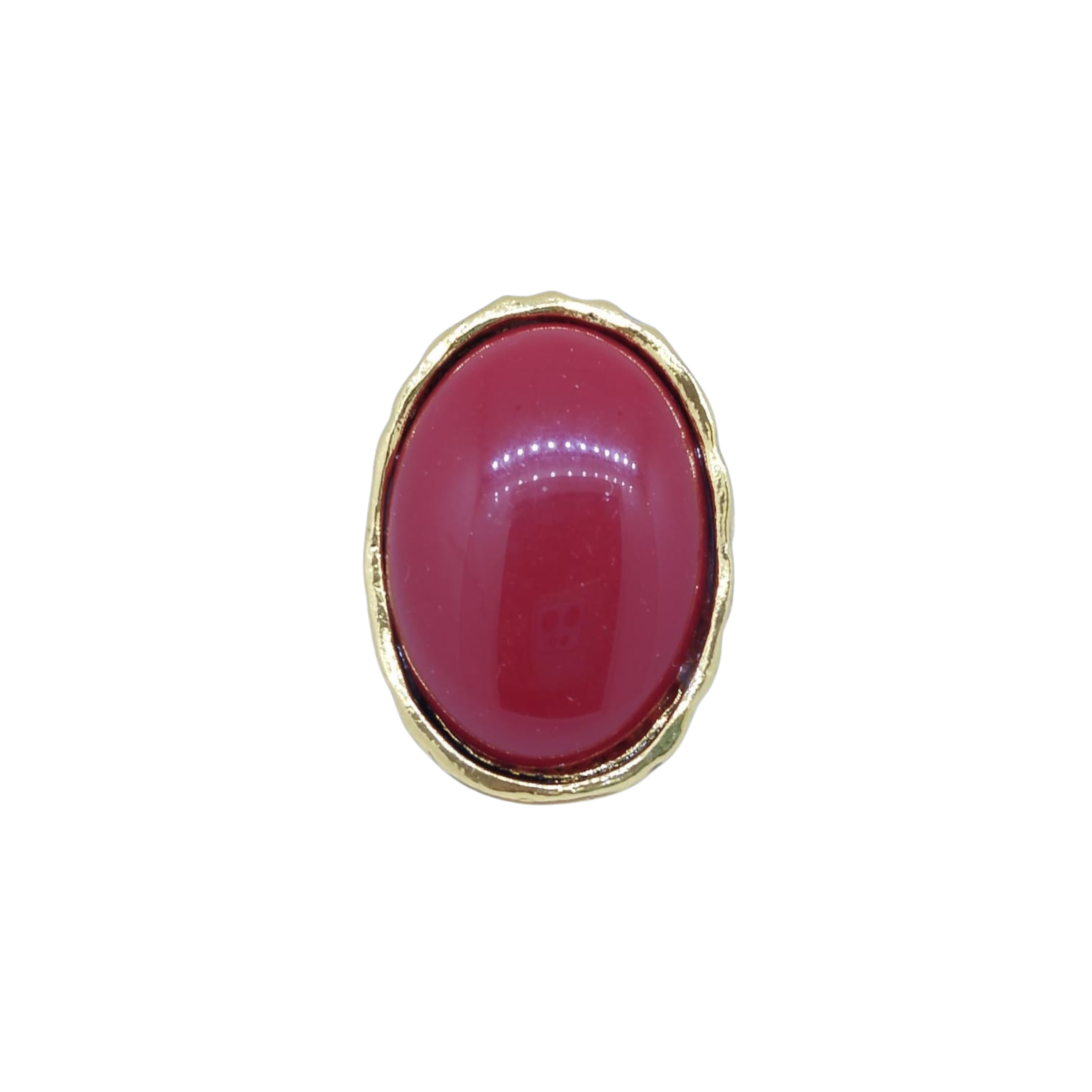 Anillo con Piedra Roja y Marco Dorado – Oro Laminado