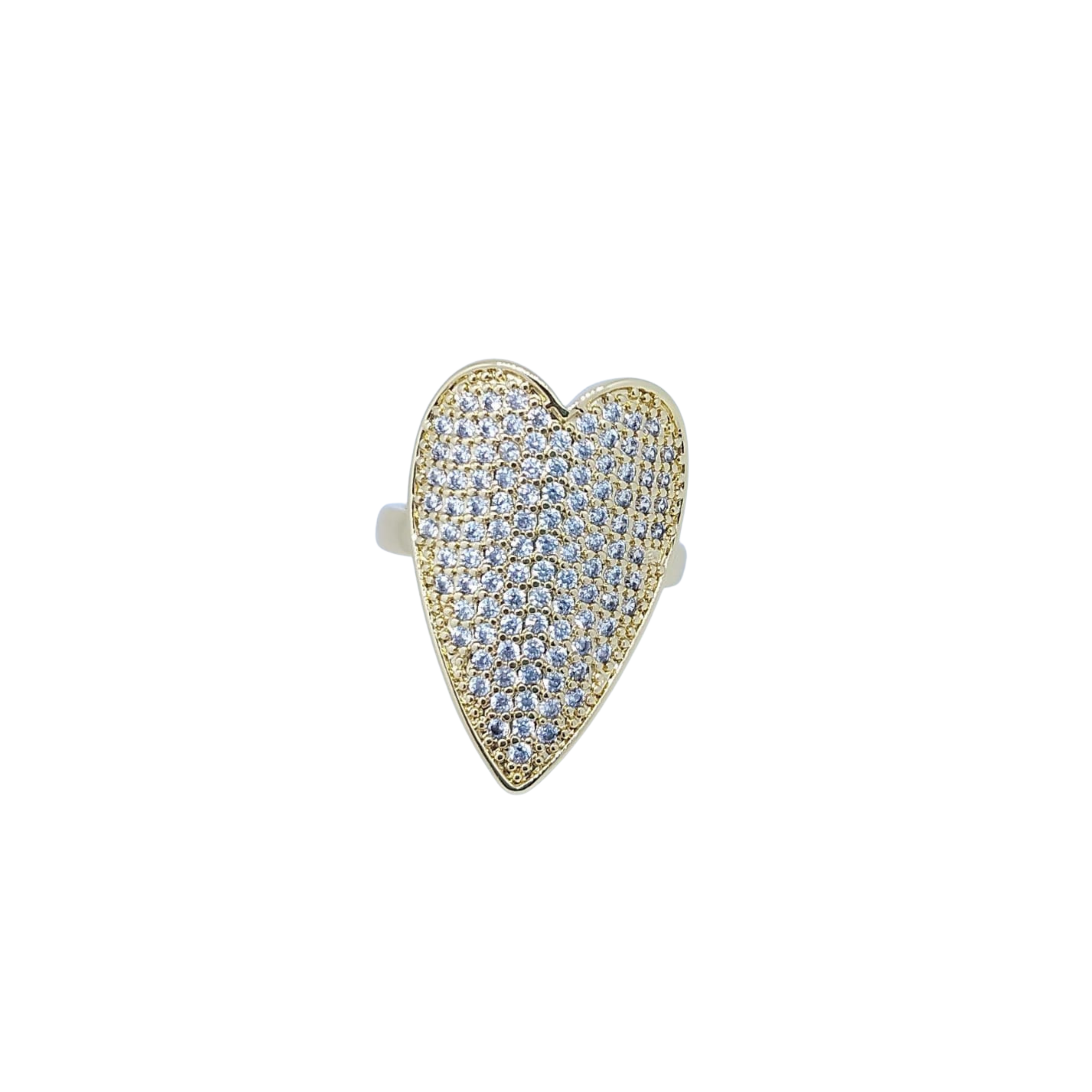 Anillo Corazón Dorado con Mini Brillos – Oro Laminado