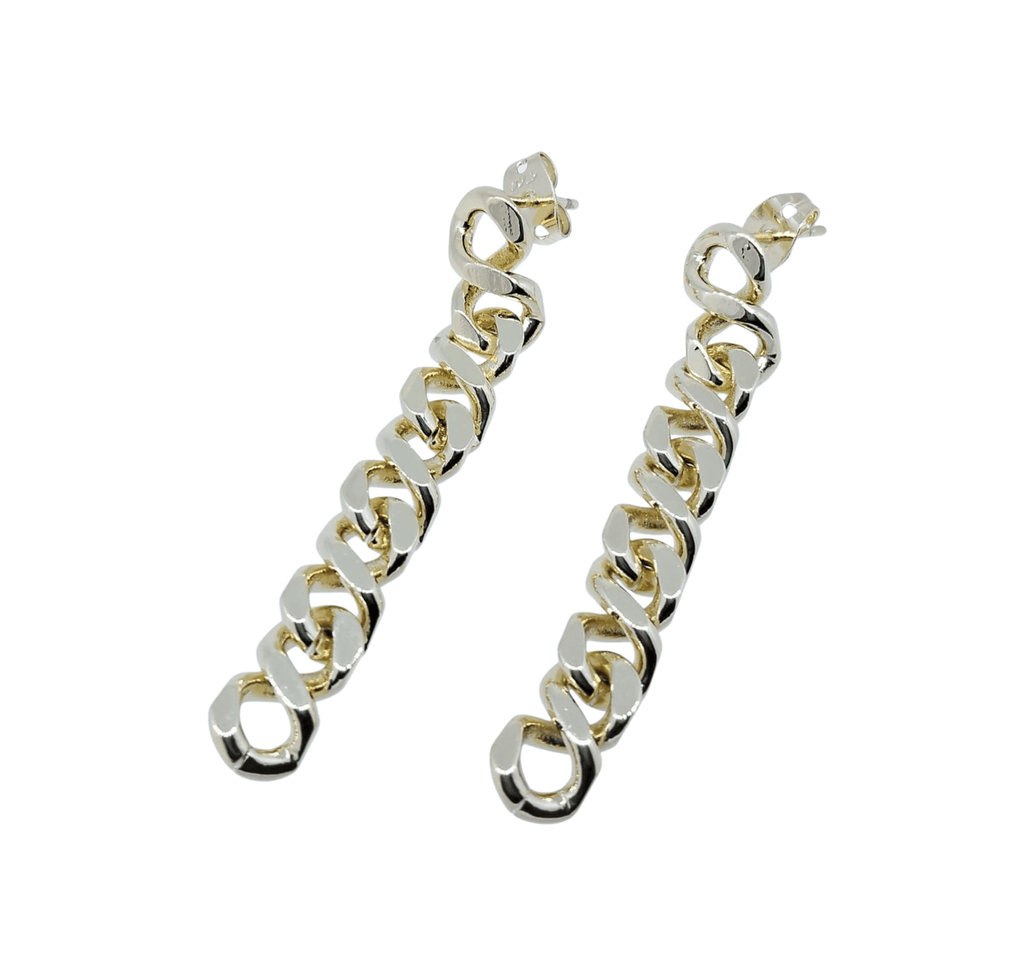 Aretes Largos de Cadena Dorada - Acero Inoxidable
