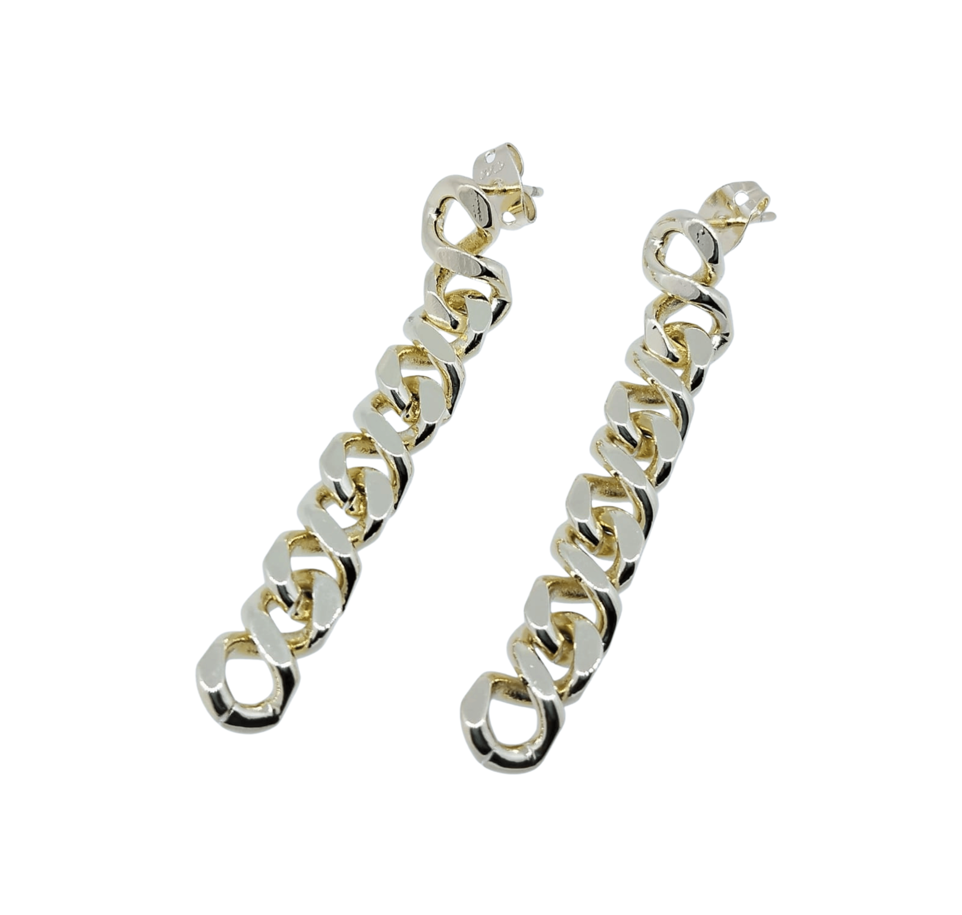 Aretes Largos de Cadena Dorada - Acero Inoxidable