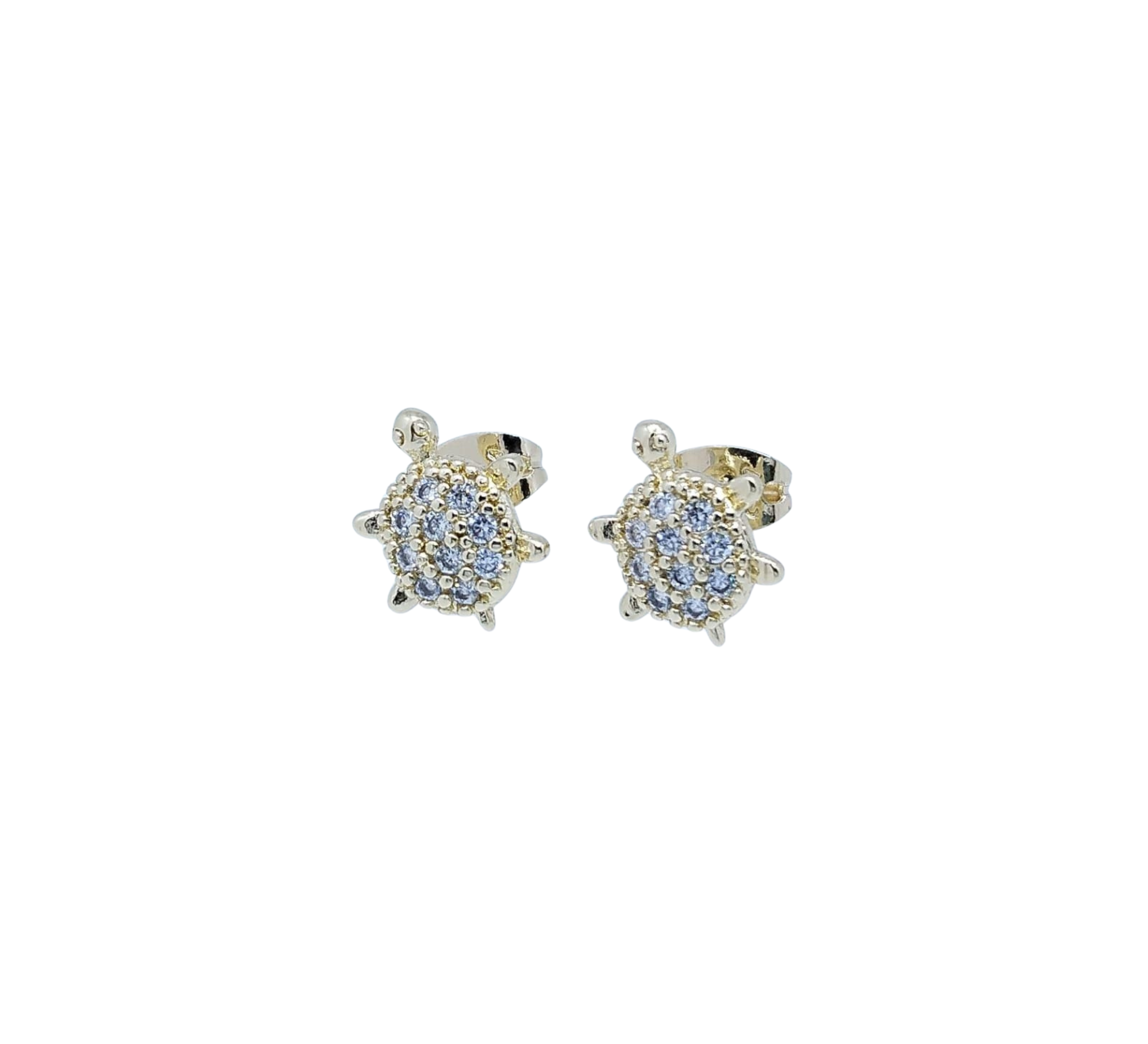 Aretes Dorados Tortuga con Brillos - Acero Inoxidable