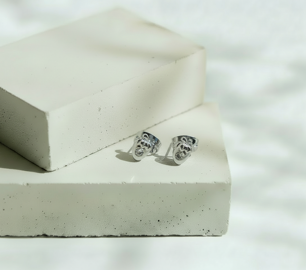Aretes Plateados Fresa y Brillo - Acero Inoxidable