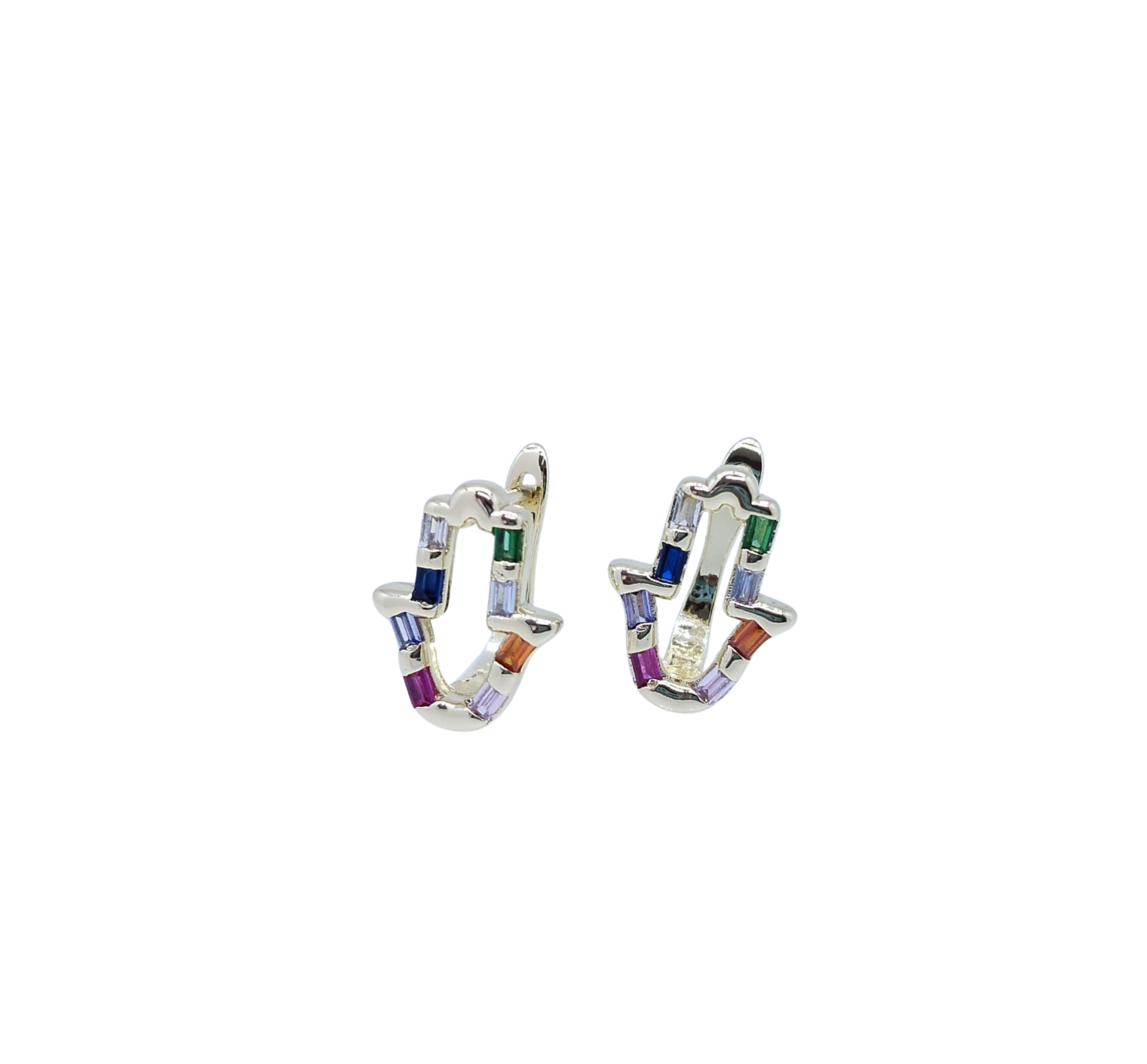Aretes Dorados de Mano de Fátima Multicolor Protectores – Acero Inoxidable