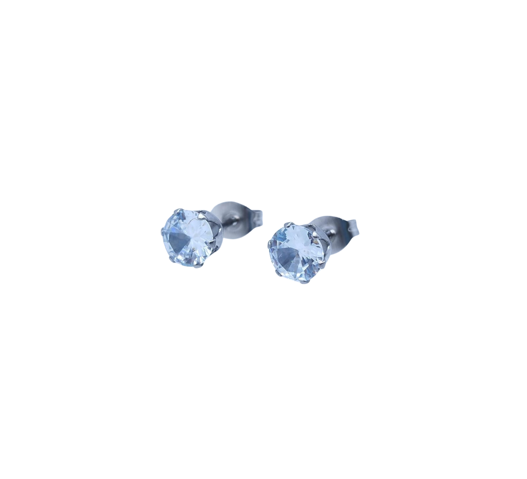 Aretes Plateados Medianos Brillo Clásico - Acero Inoxidable