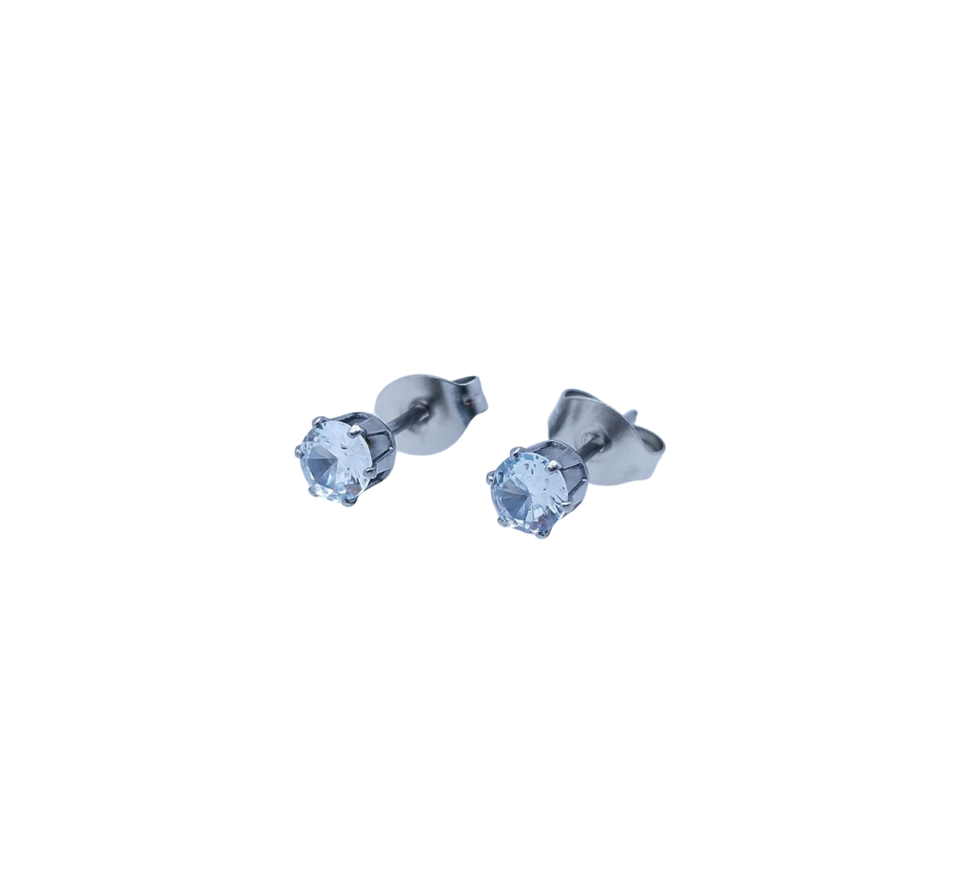 Aretes Plateados Pequeños Brillo Clásico - Acero Inoxidable