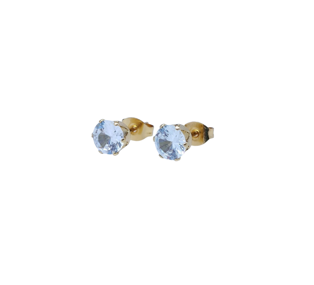 Aretes Dorados Medianos Brillo Clásico - Acero Inoxidable