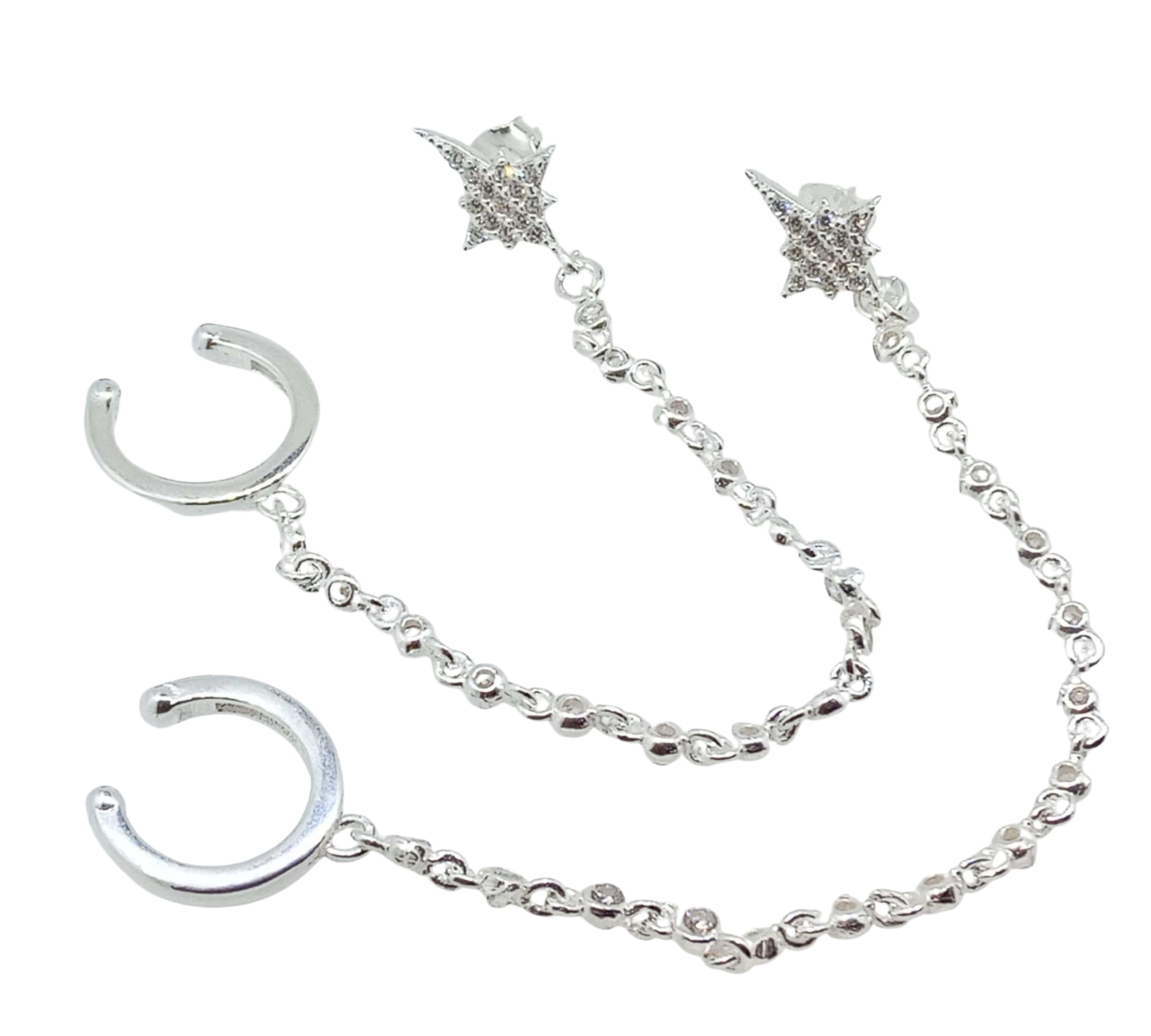 Aretes Destello con Mini Brillos - Plata Italiana