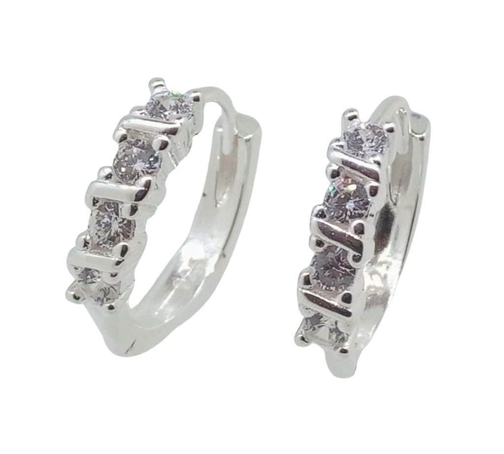 Aretes 4 Brillos en Línea - Plata Italiana