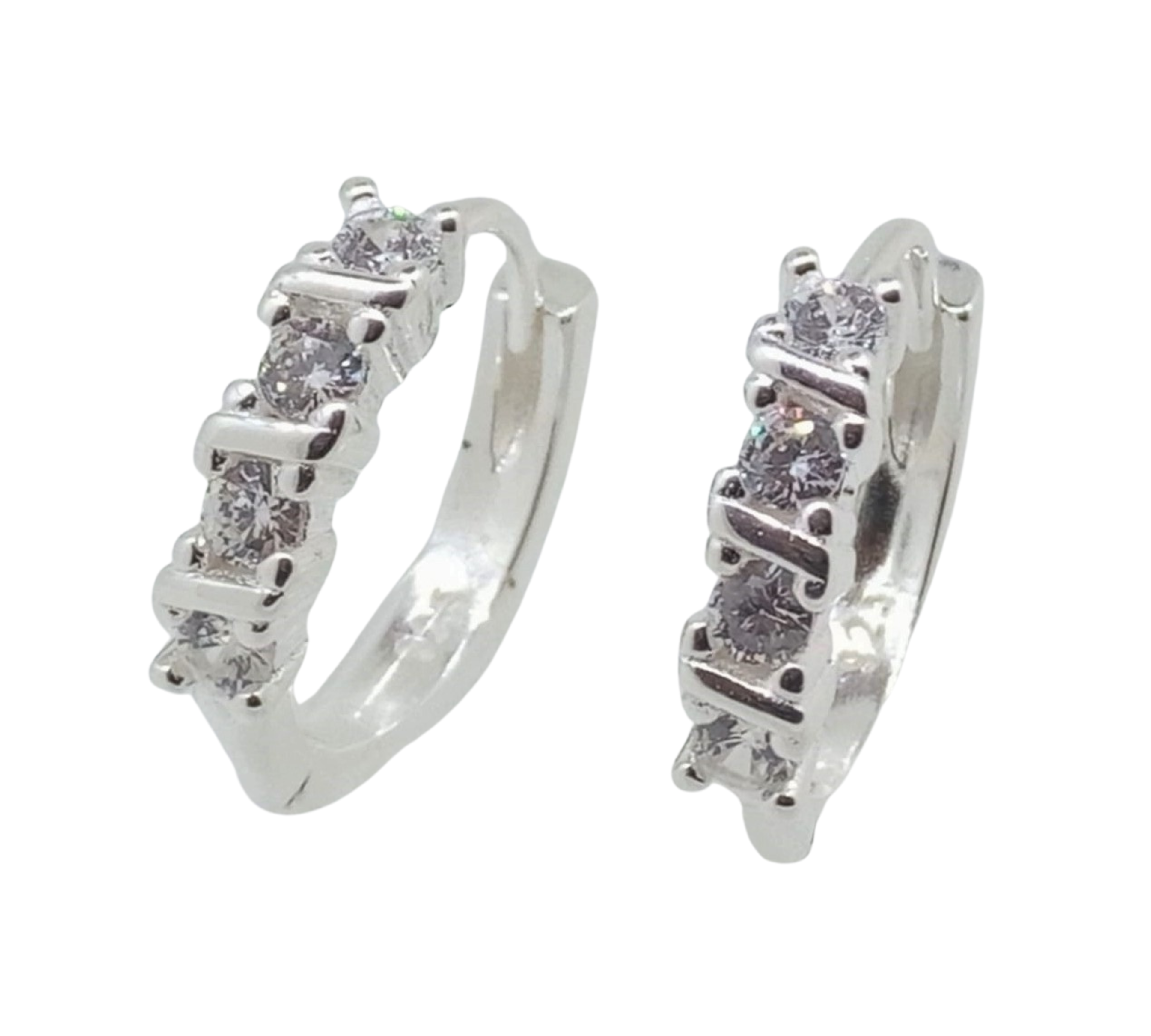 Aretes 4 Brillos en Línea - Plata Italiana