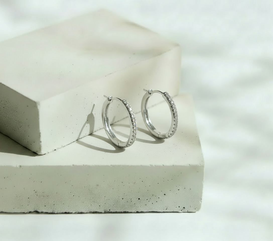 Aretes Mini Brillos - Plata Italiana