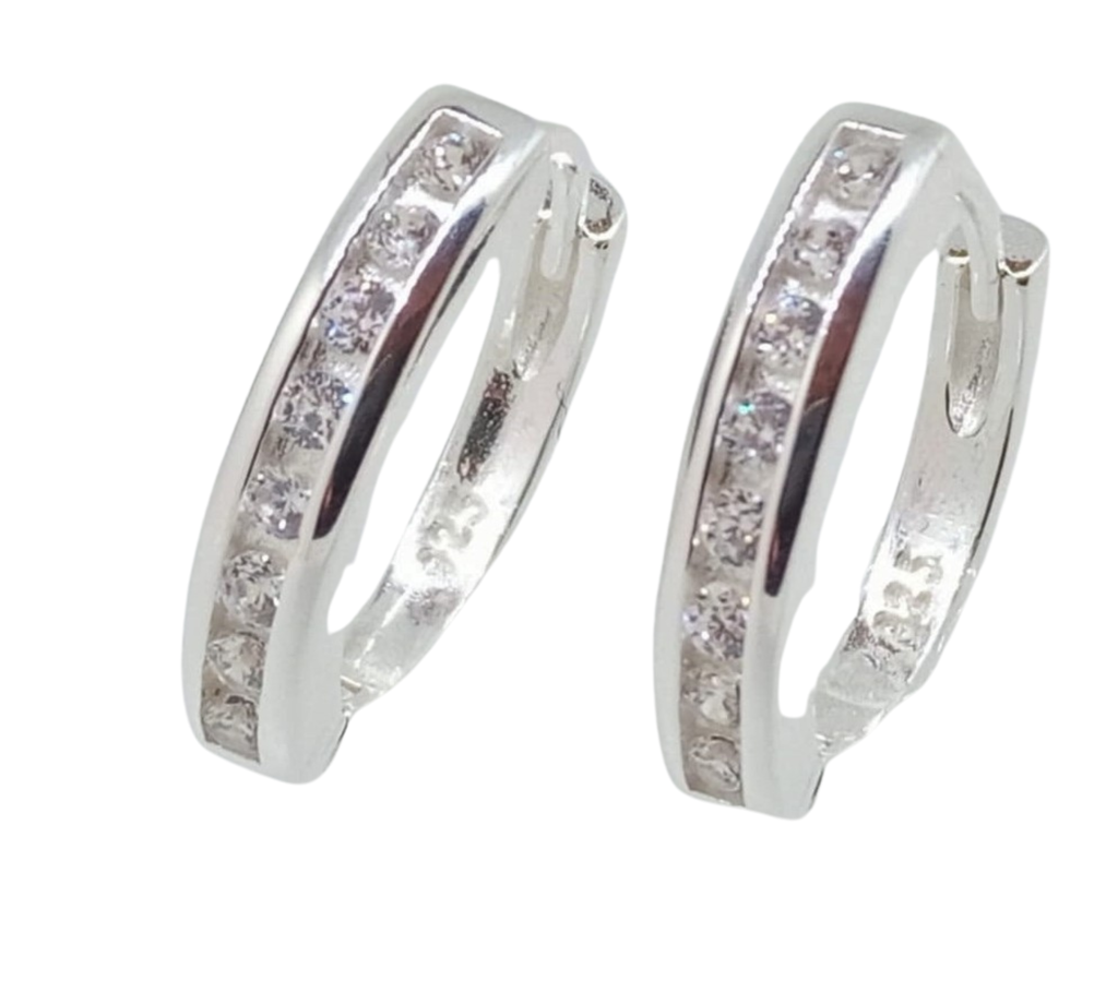 Aretes 8 Brillos en Línea - Plata Italiana