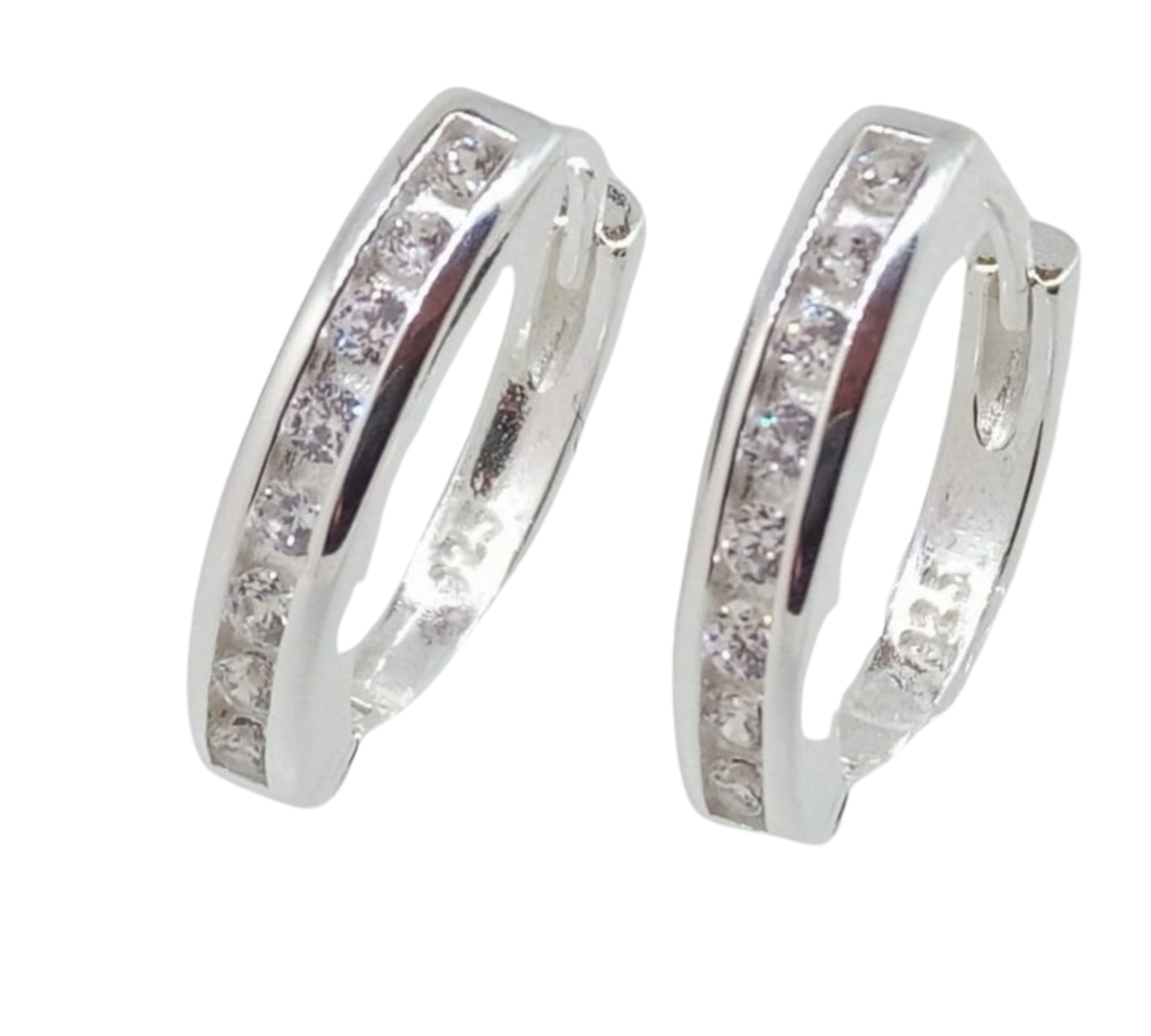 Aretes 8 Brillos en Línea - Plata Italiana