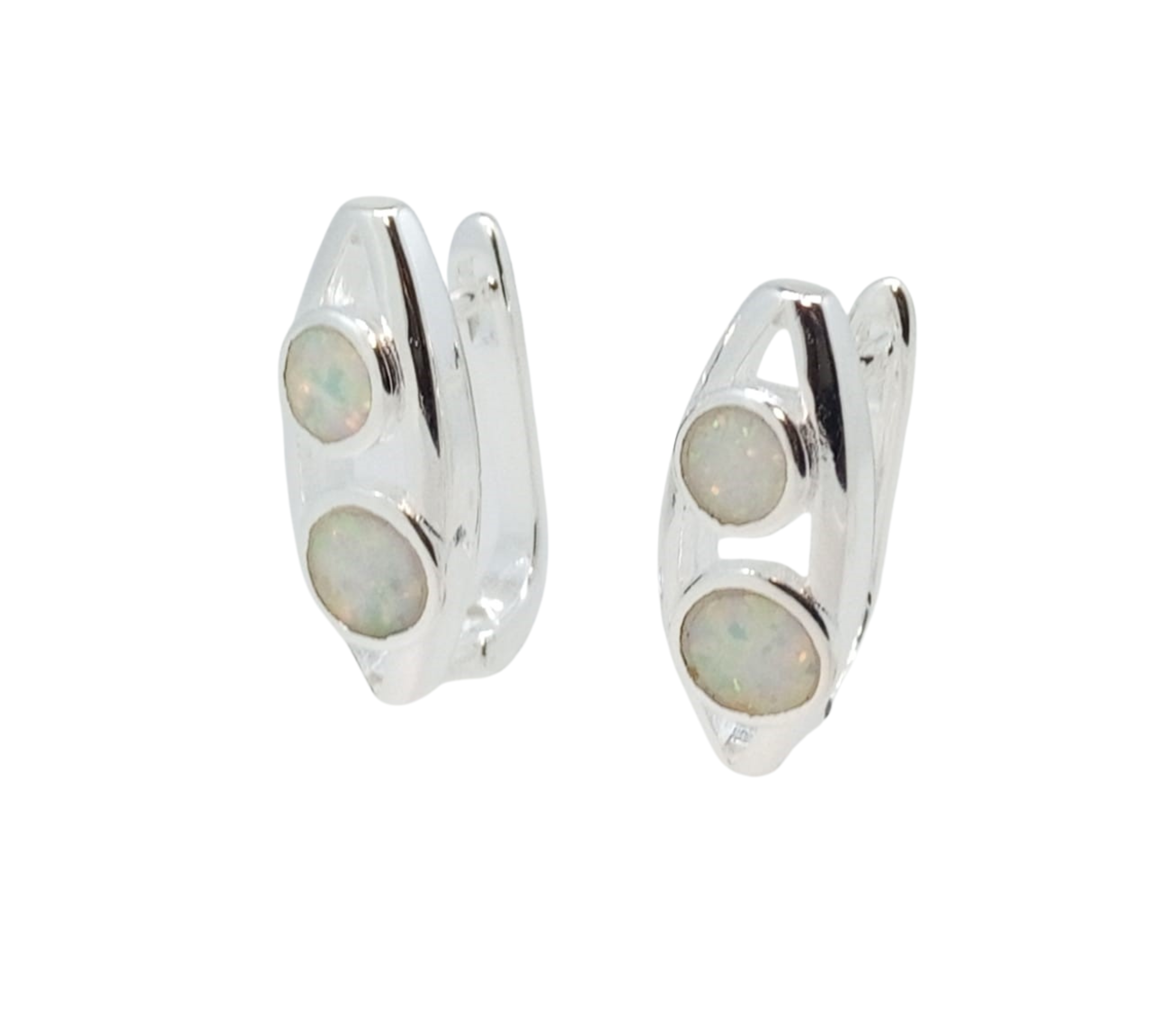 Aretes Doble Brillo Circular - Plata Italiana