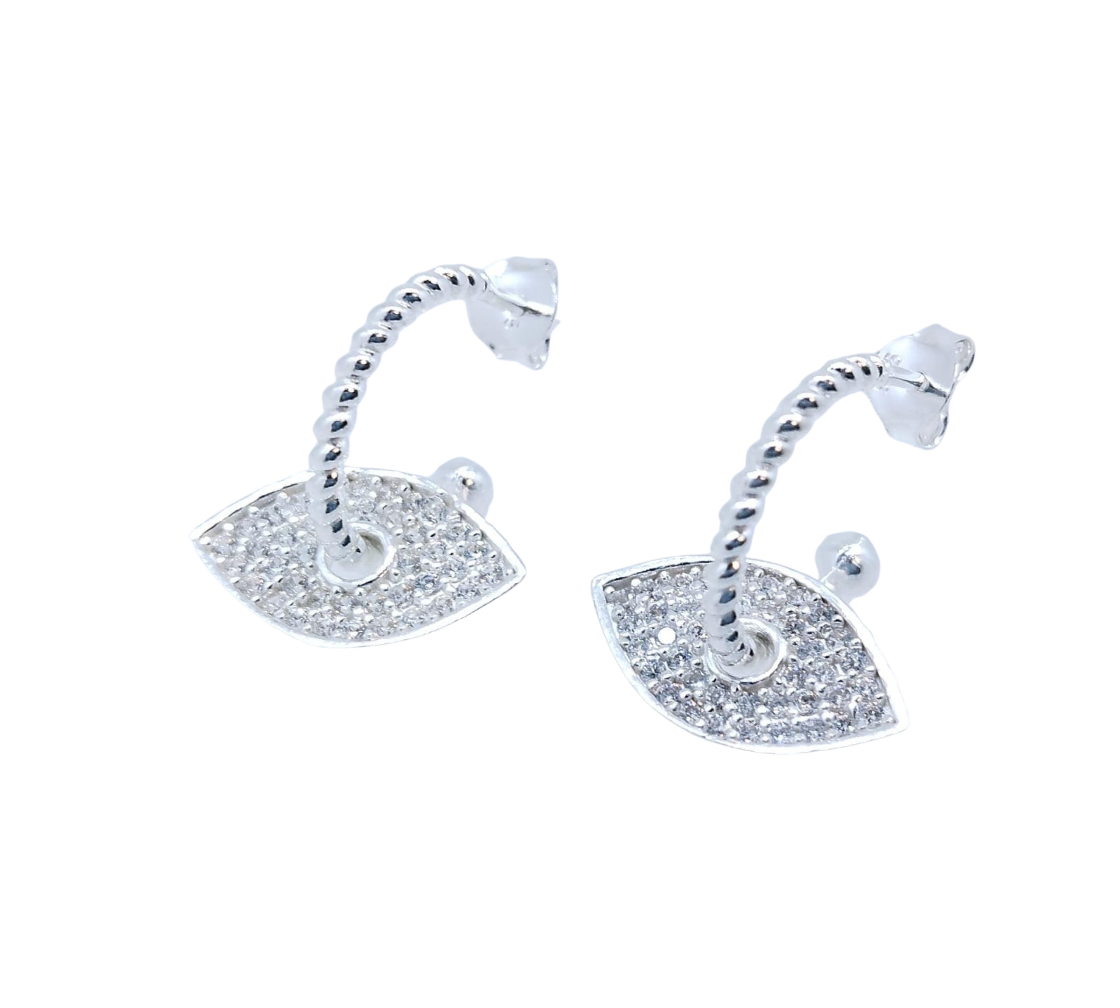 Aretes Ojo Turco Mini Brillos - Plata Italiana