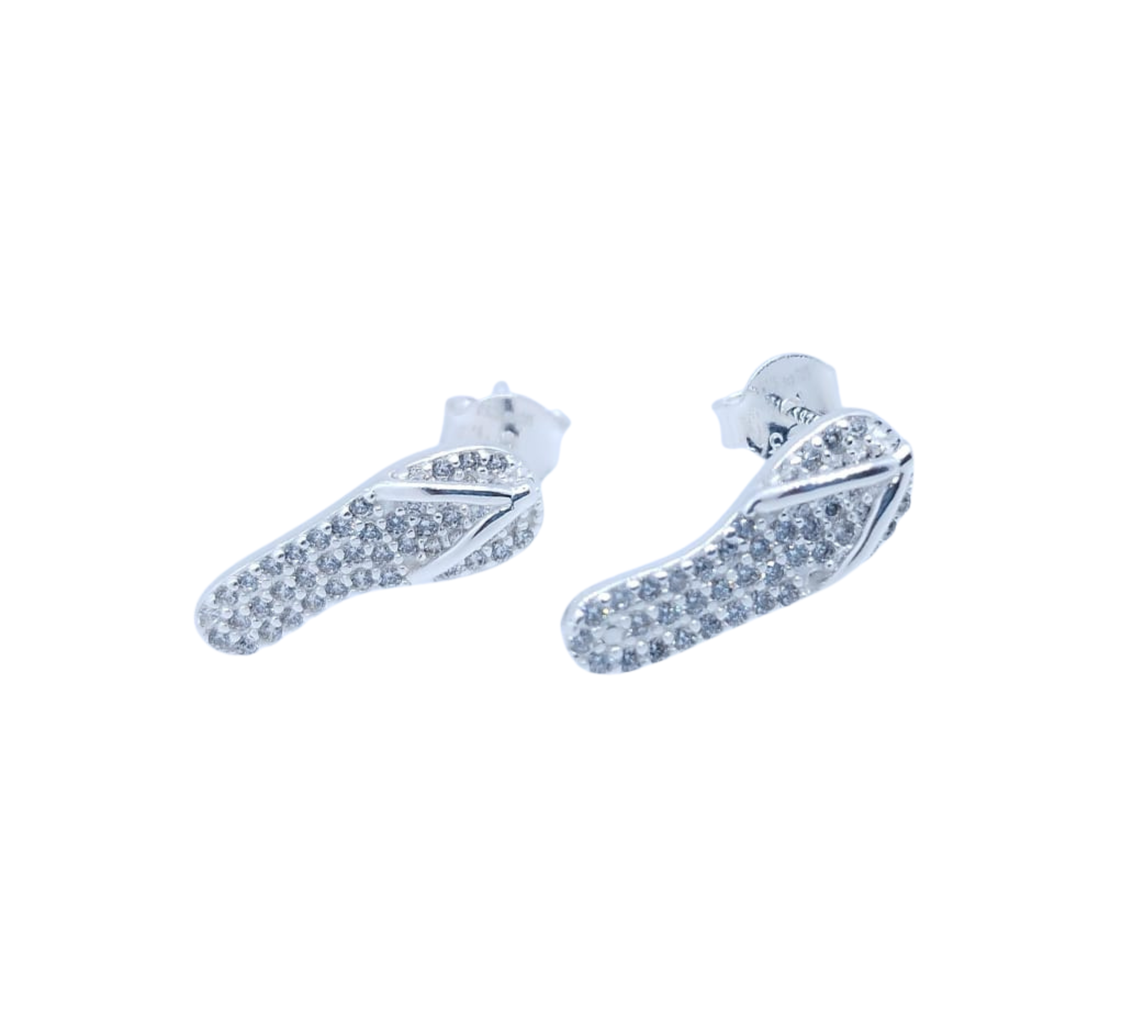 Aretes Sandalia y Mini Brillos - Plata Italiana