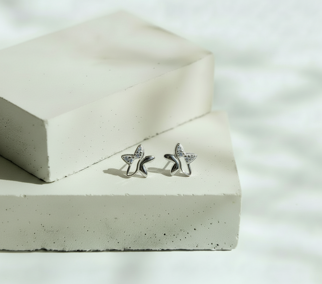Aretes Estrella 5 Picos - Plata Italiana
