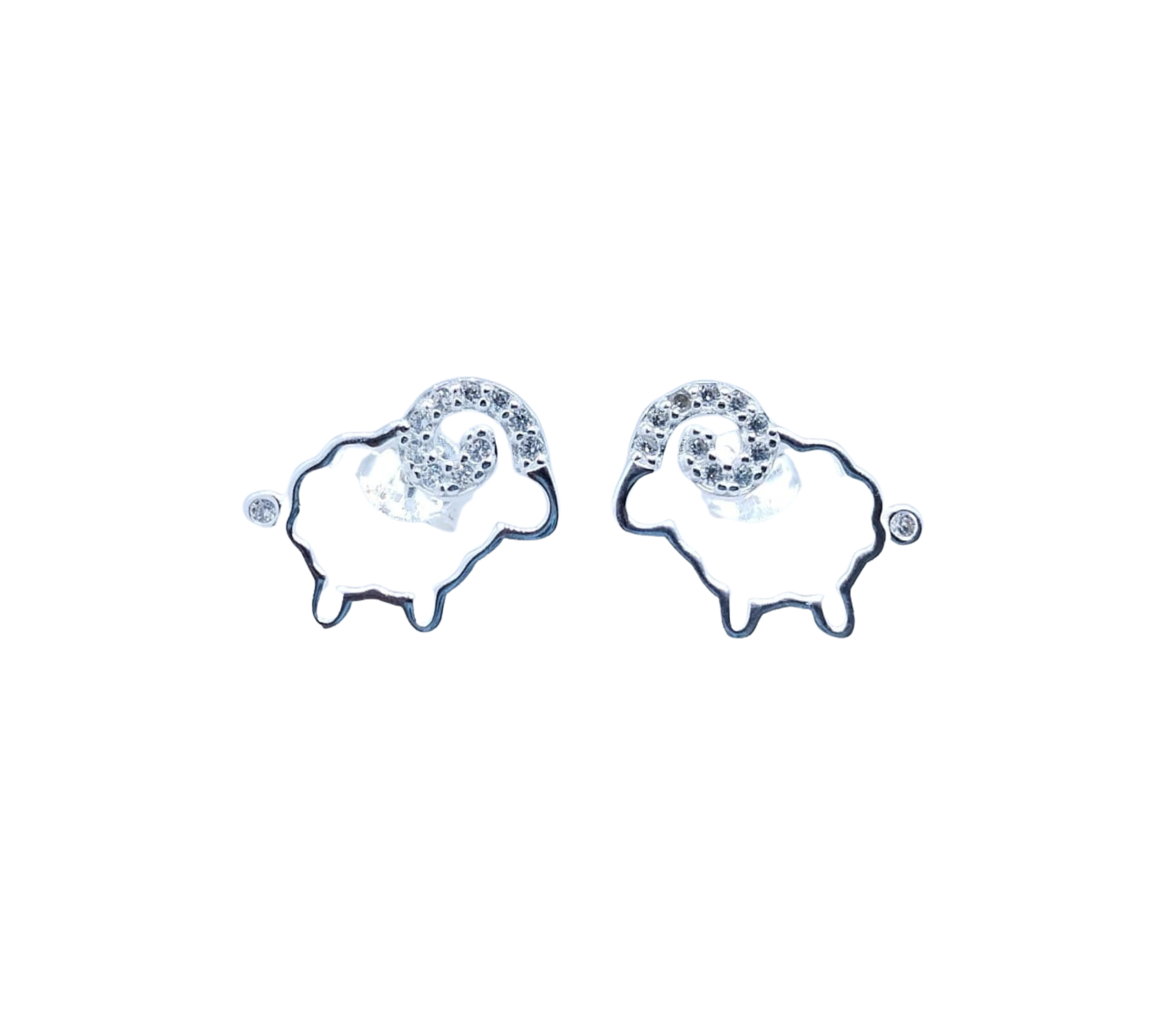 Aretes Borrego y Mini Brillos - Plata Italiana