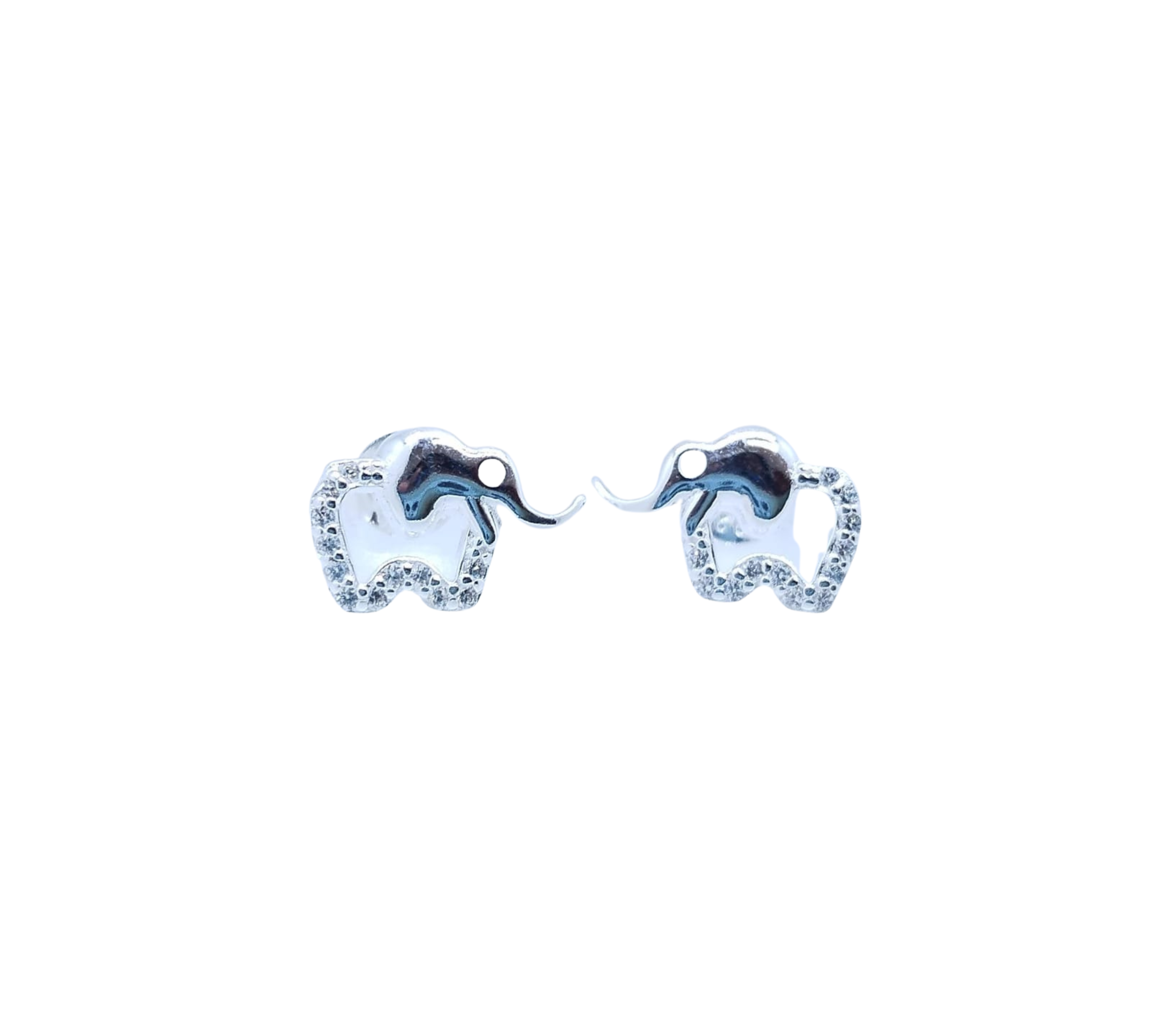 Aretes Elefante y Mini Brillos - Plata Italiana