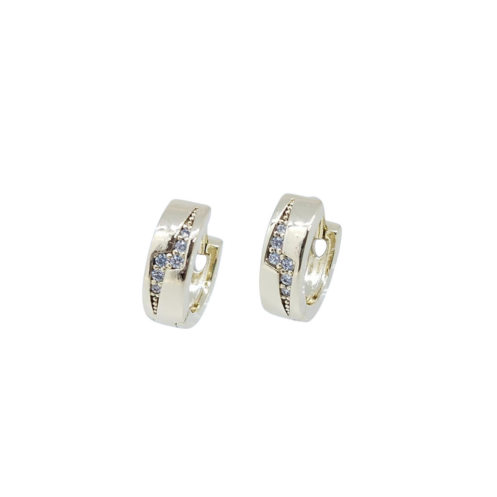 Aretes Dorados de Rayo con Brillos - Oro Laminado