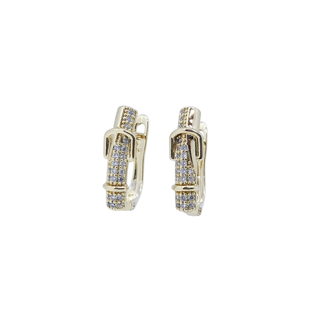 Aretes Dorados con Brillo Central - Oro Laminado