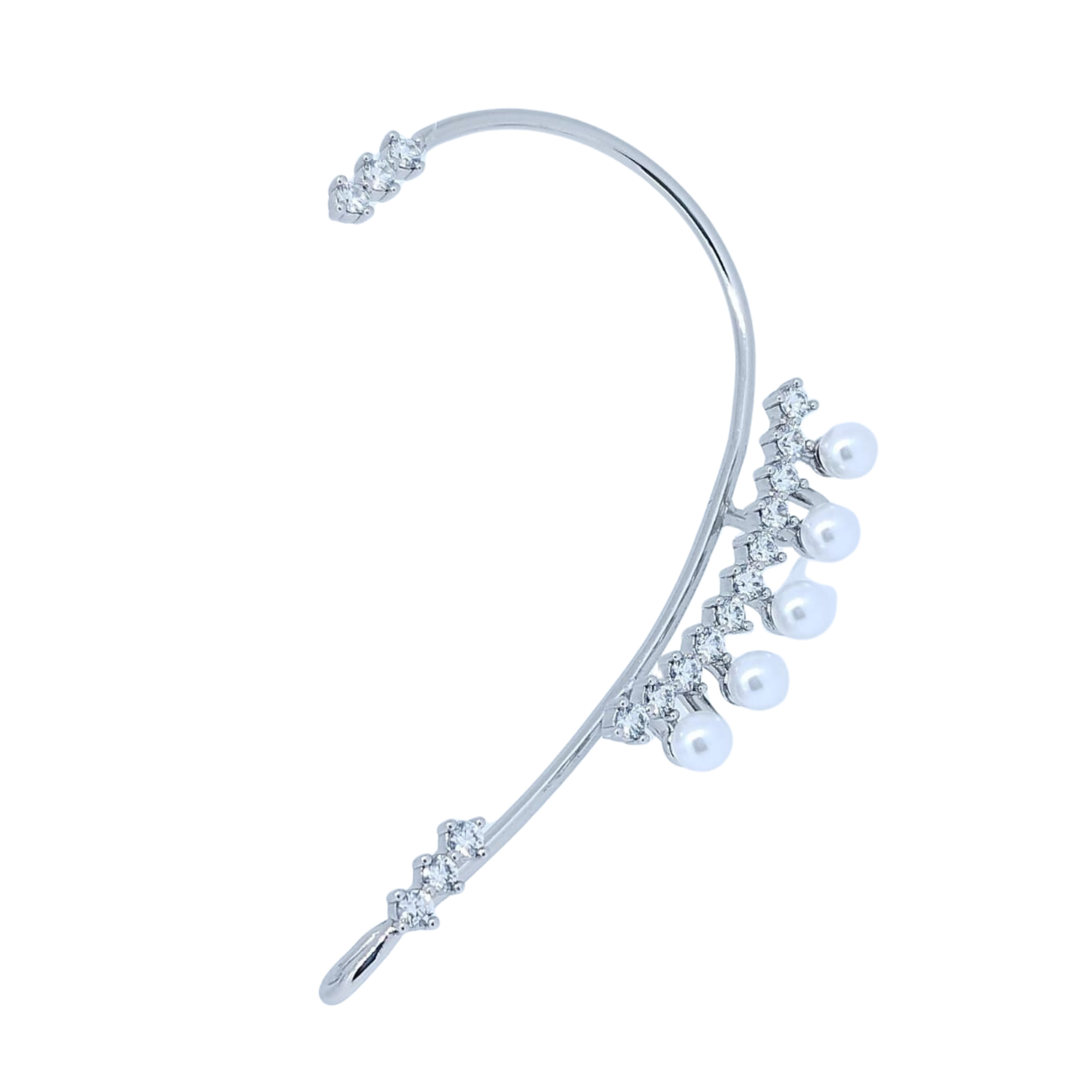 Simulador Plateado con Perlas Blancas y Brillos - Oro Laminado