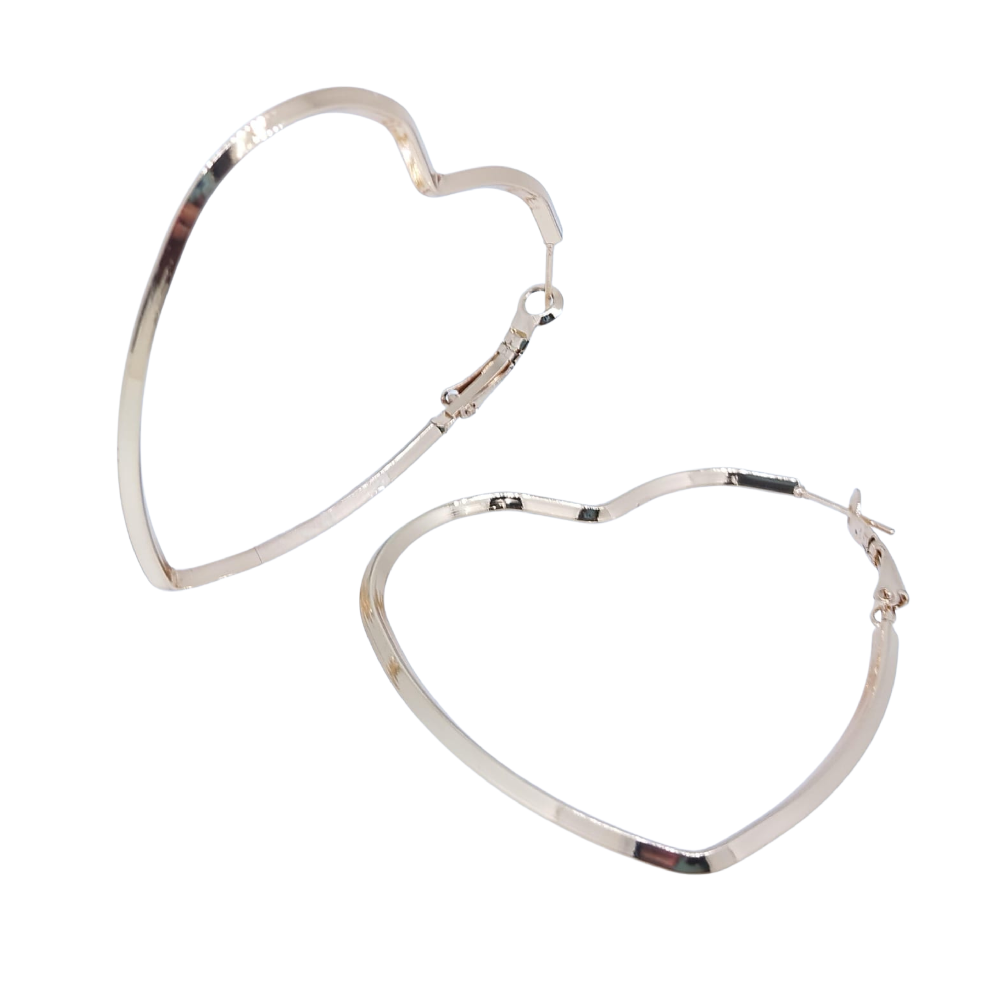 Arracadas Grandes Bronce en Forma de Corazón - Oro Laminado