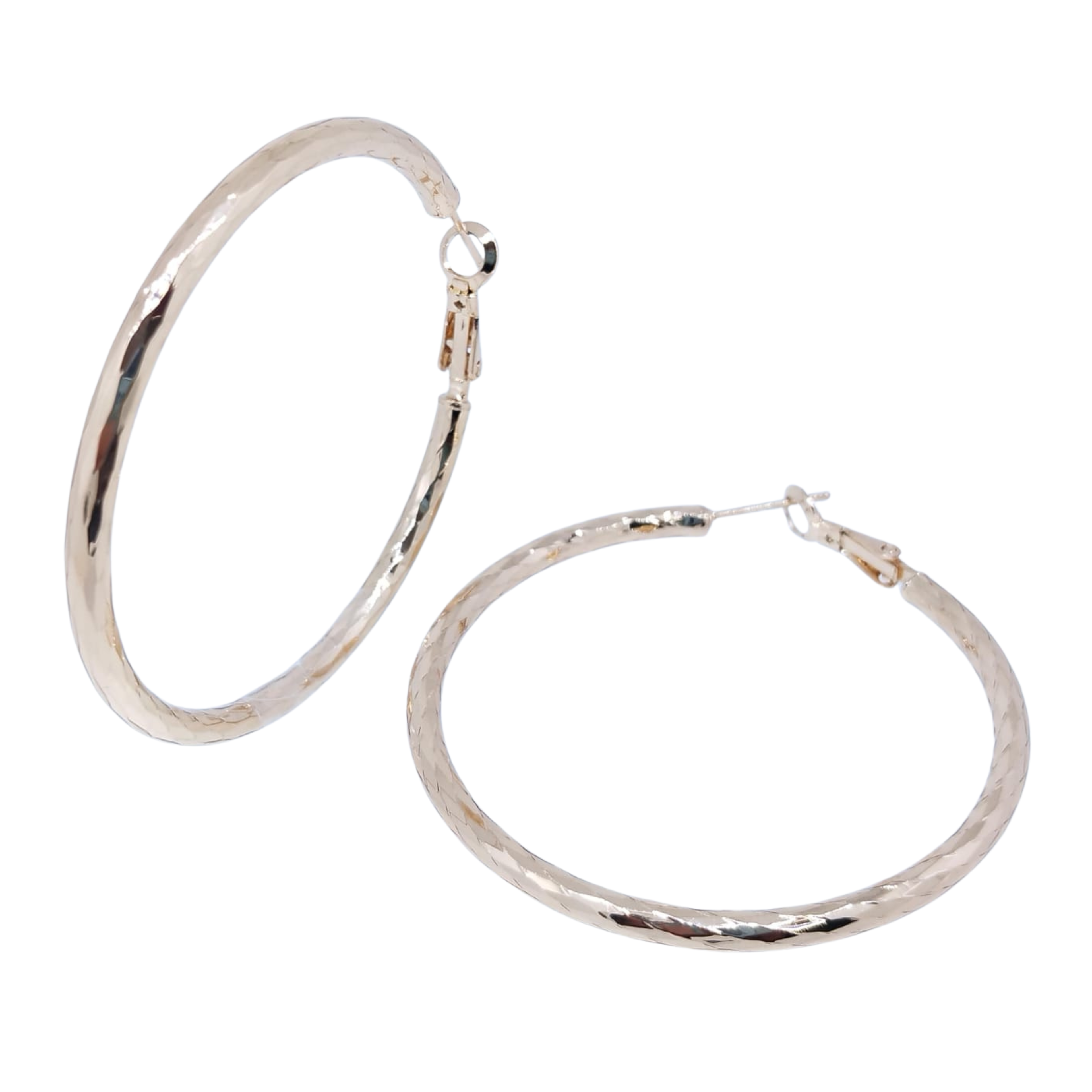 Arracadas Bronce Grandes con Detalles Geométricos - Oro Laminado