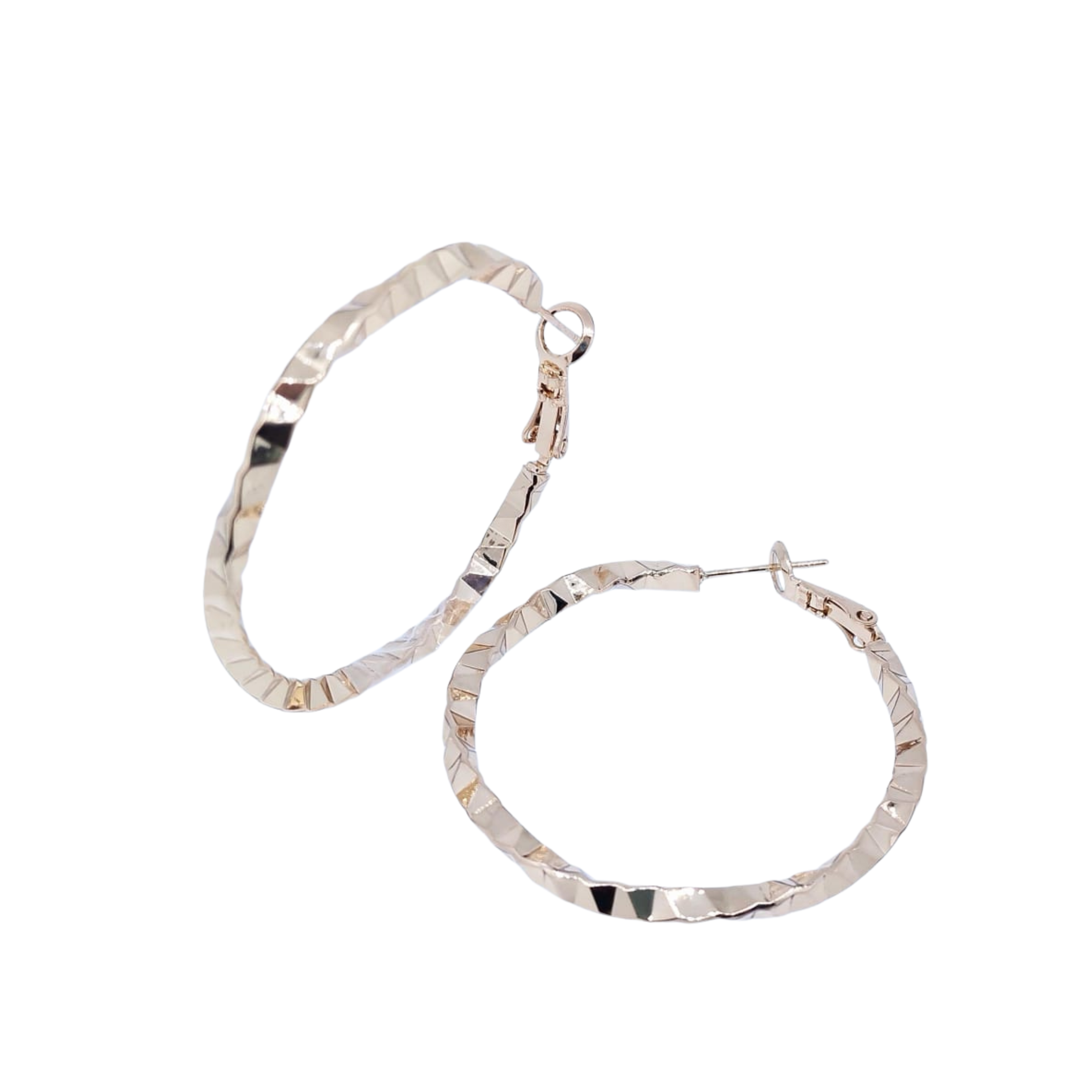 Arracadas Bronce Medianas Trenzadas Geométricas - Oro Laminado