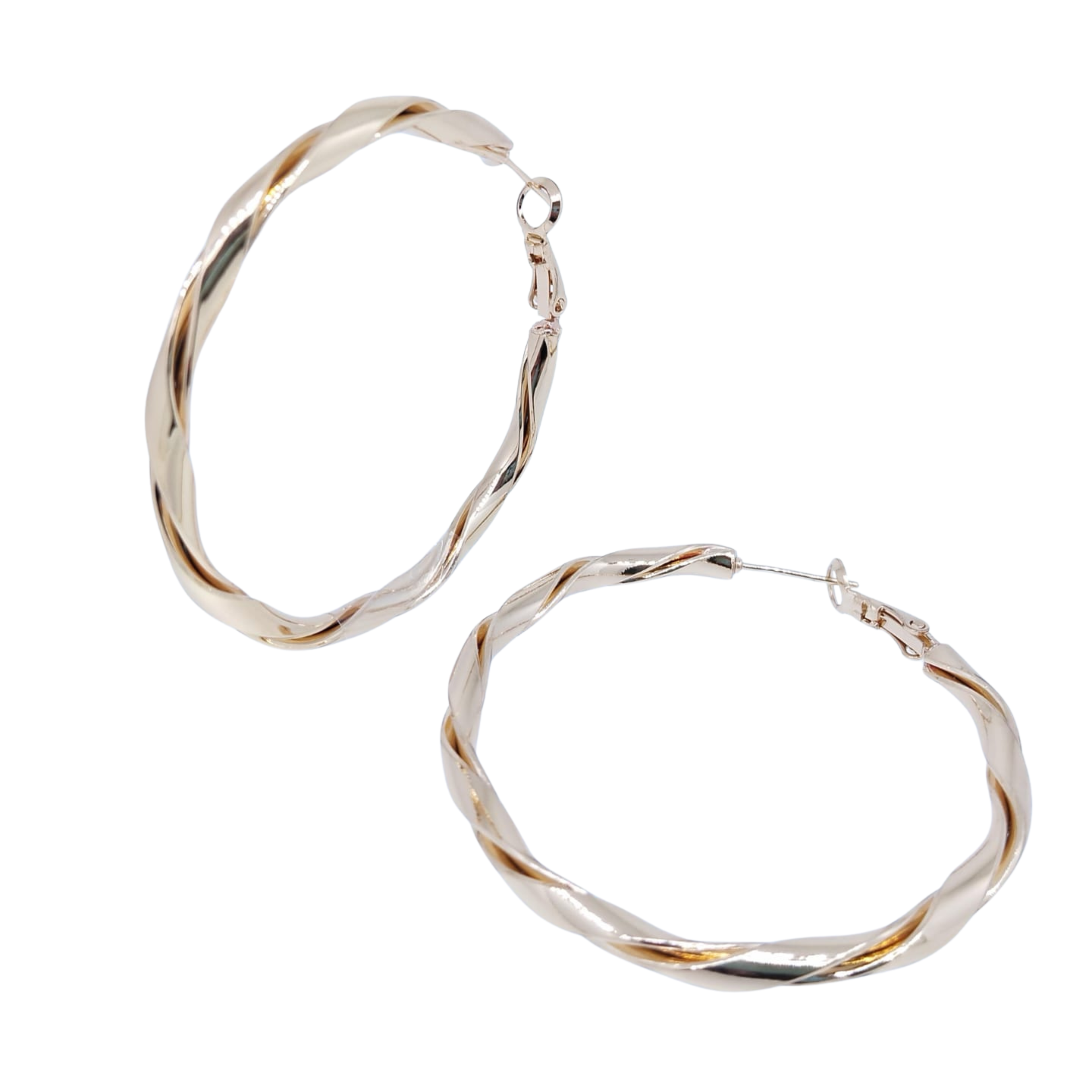 Arracadas Medianas Bronce Trenzadas Clásicas - Oro Laminado