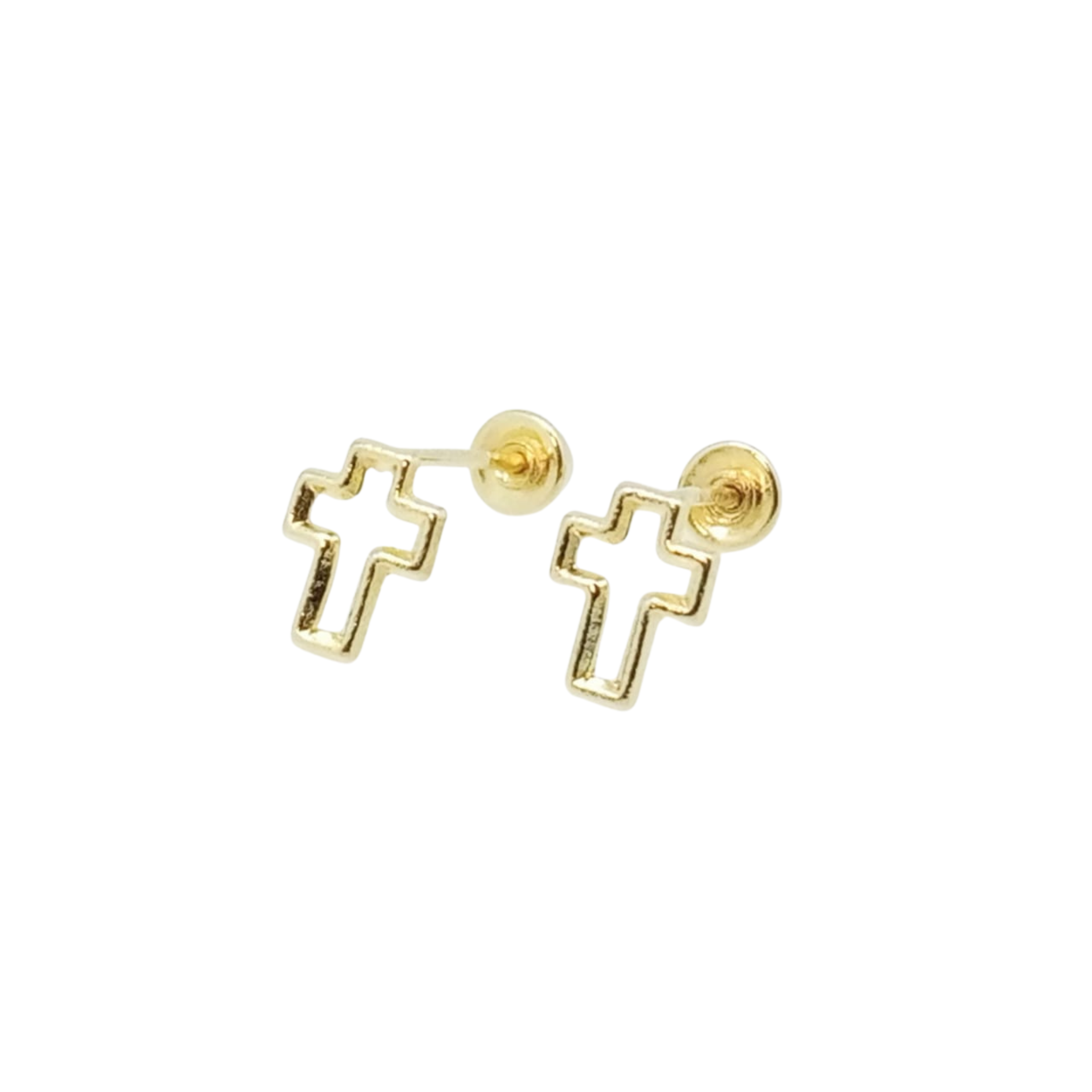 Aretes Dorados Cruz con Perforación – Oro 10 KL