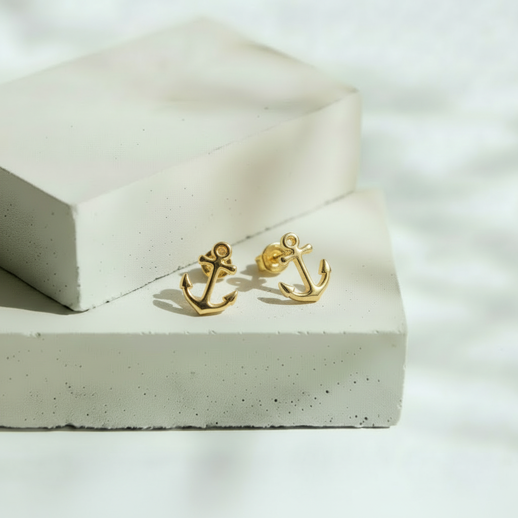 Aretes Dorados Ancla – Oro 10 KL