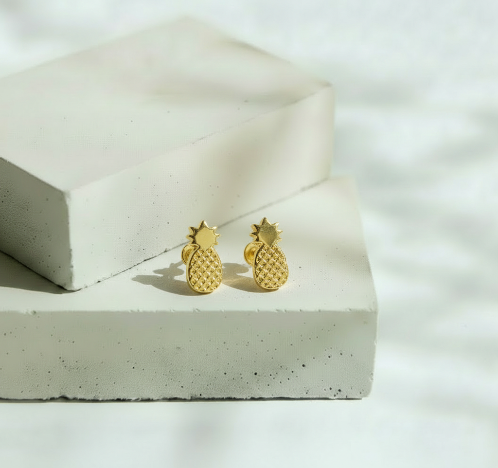Aretes Dorados Piña – Oro 10 KL