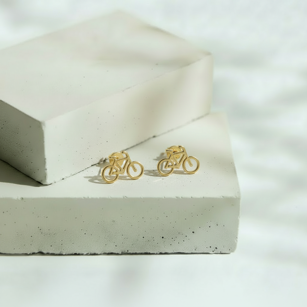 Aretes Dorados Bicicleta – Oro 10 KL