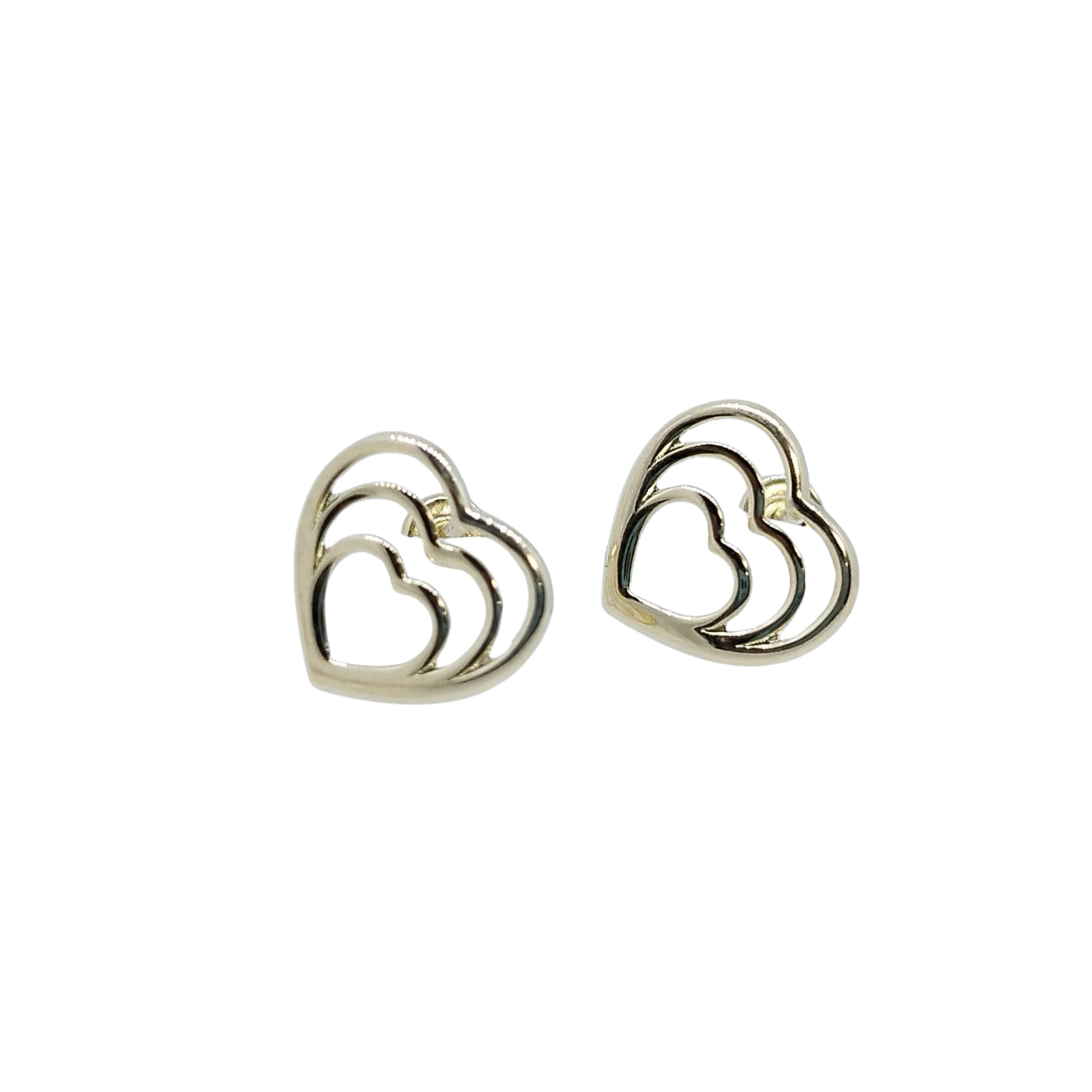 Aretes Dorados Triple Corazón – Oro 10 KL