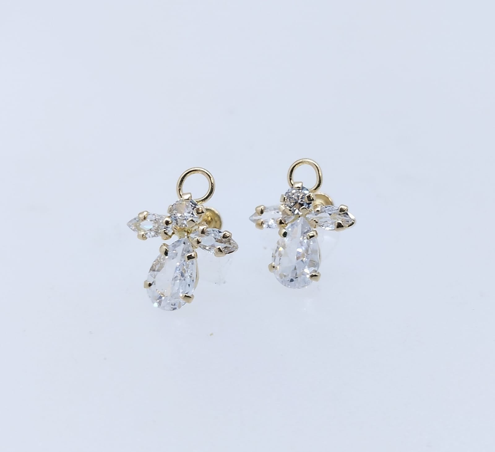 Broquel Oro 10K Angelito con Cristal