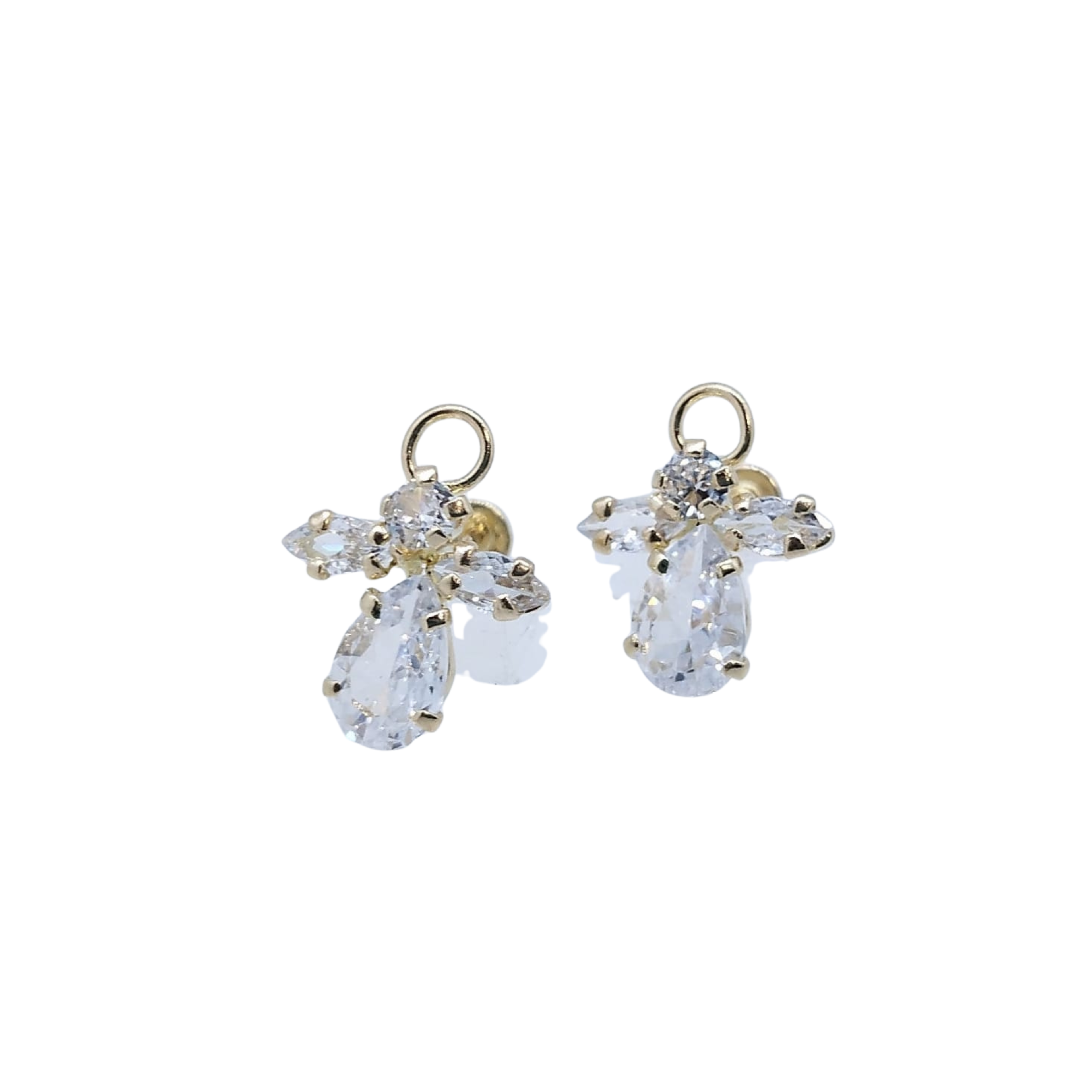 Aretes Dorados Angelitos con Brillos – Oro 10 KL