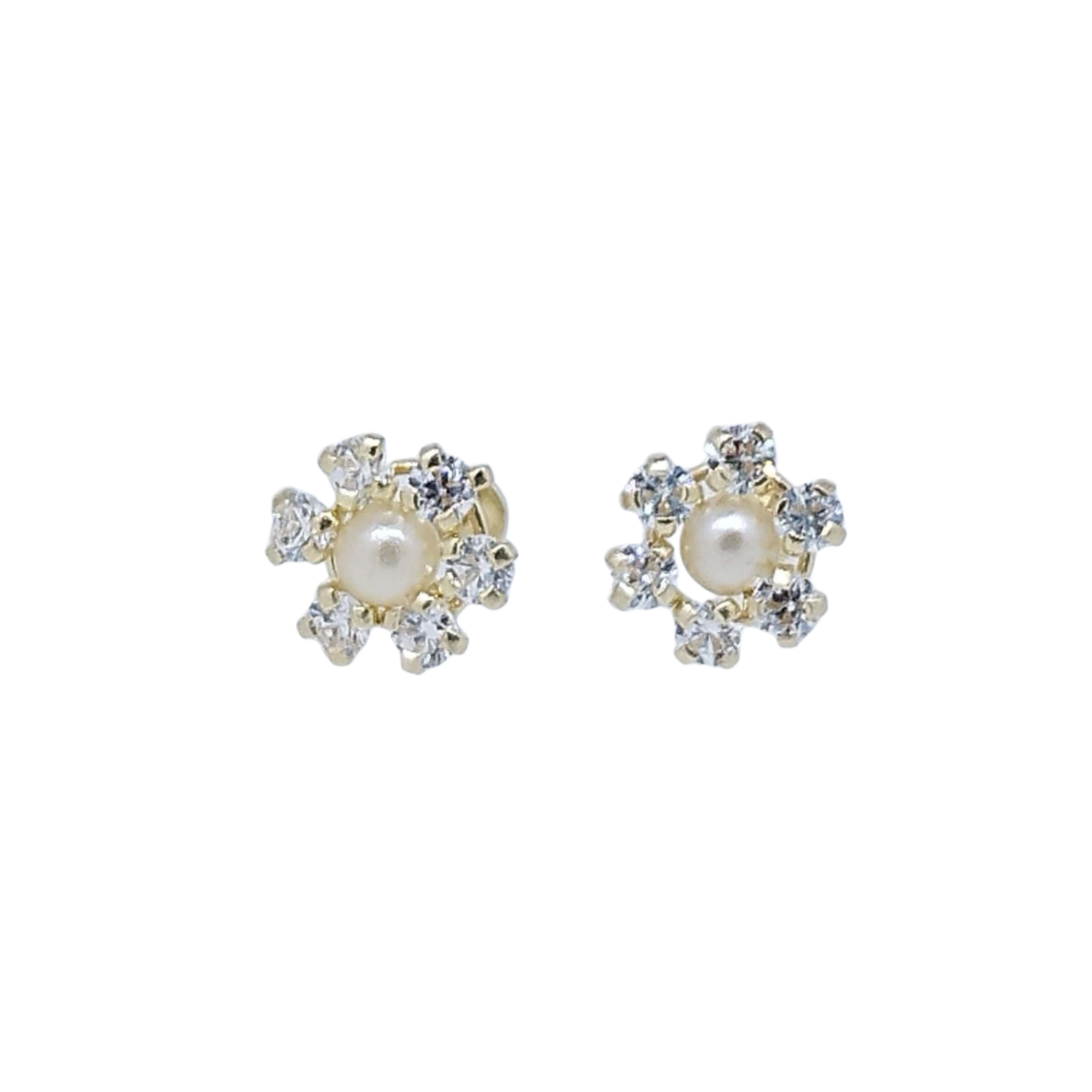 Aretes Flor de 6 Pétalos con Mini Brillos – Oro 10 KL