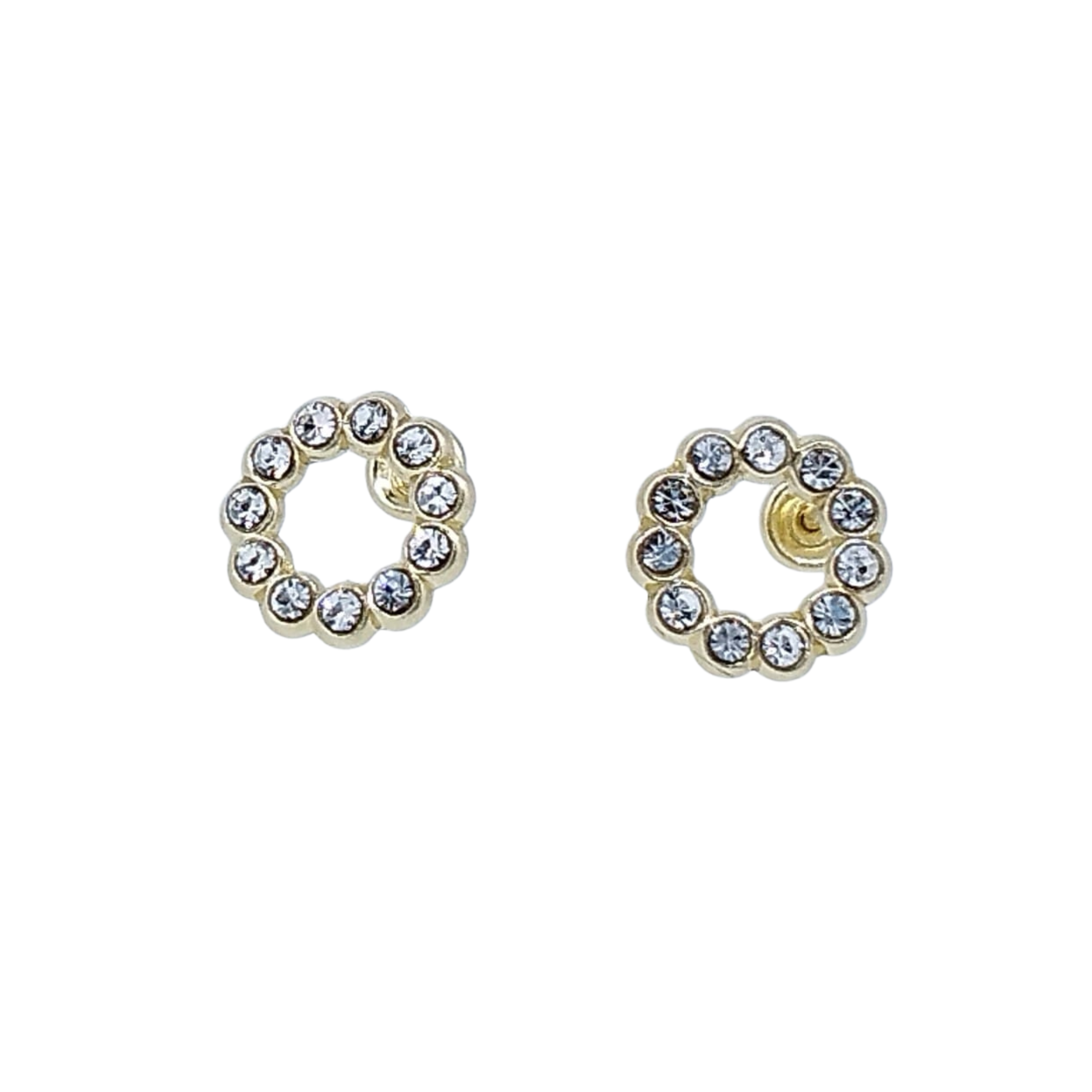 Aretes Dorados Circulares con Mini Brillos – Oro 10 KL