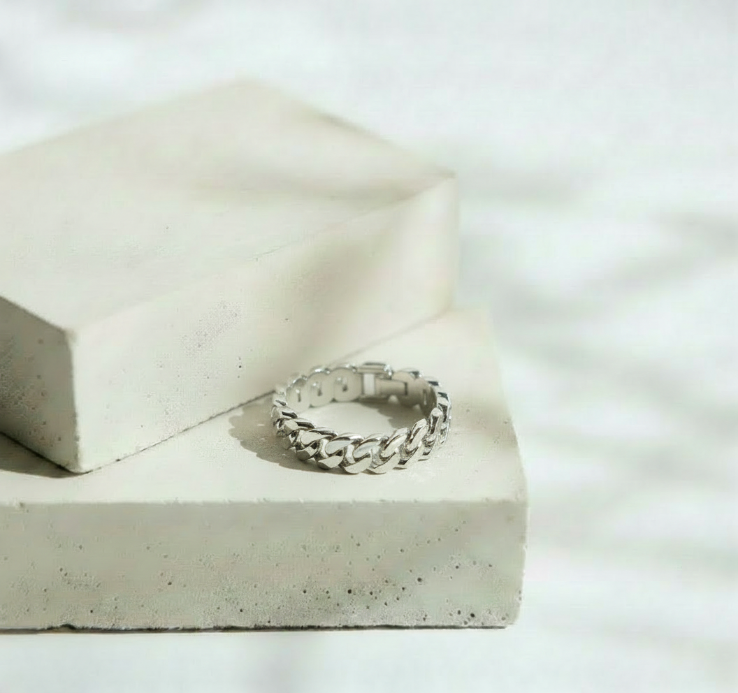 Brazalete de Eslabones Gruesos Plateado Glam - Acero Inoxidable